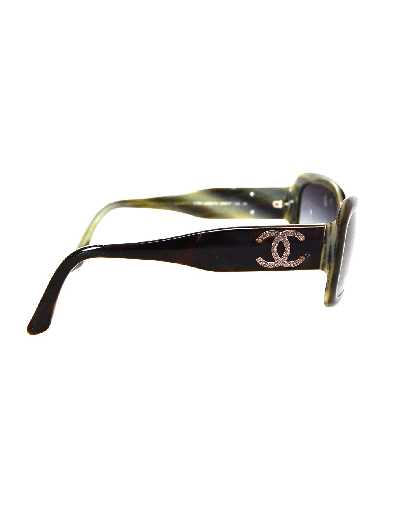 Chanel Tortoise Resin Sunglasses W/ CC On Arms & Case 1