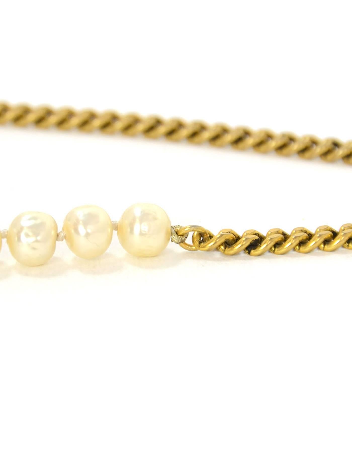 Chanel Vintage '84 Gold Chain & Pearl Necklace In Excellent Condition In New York, NY