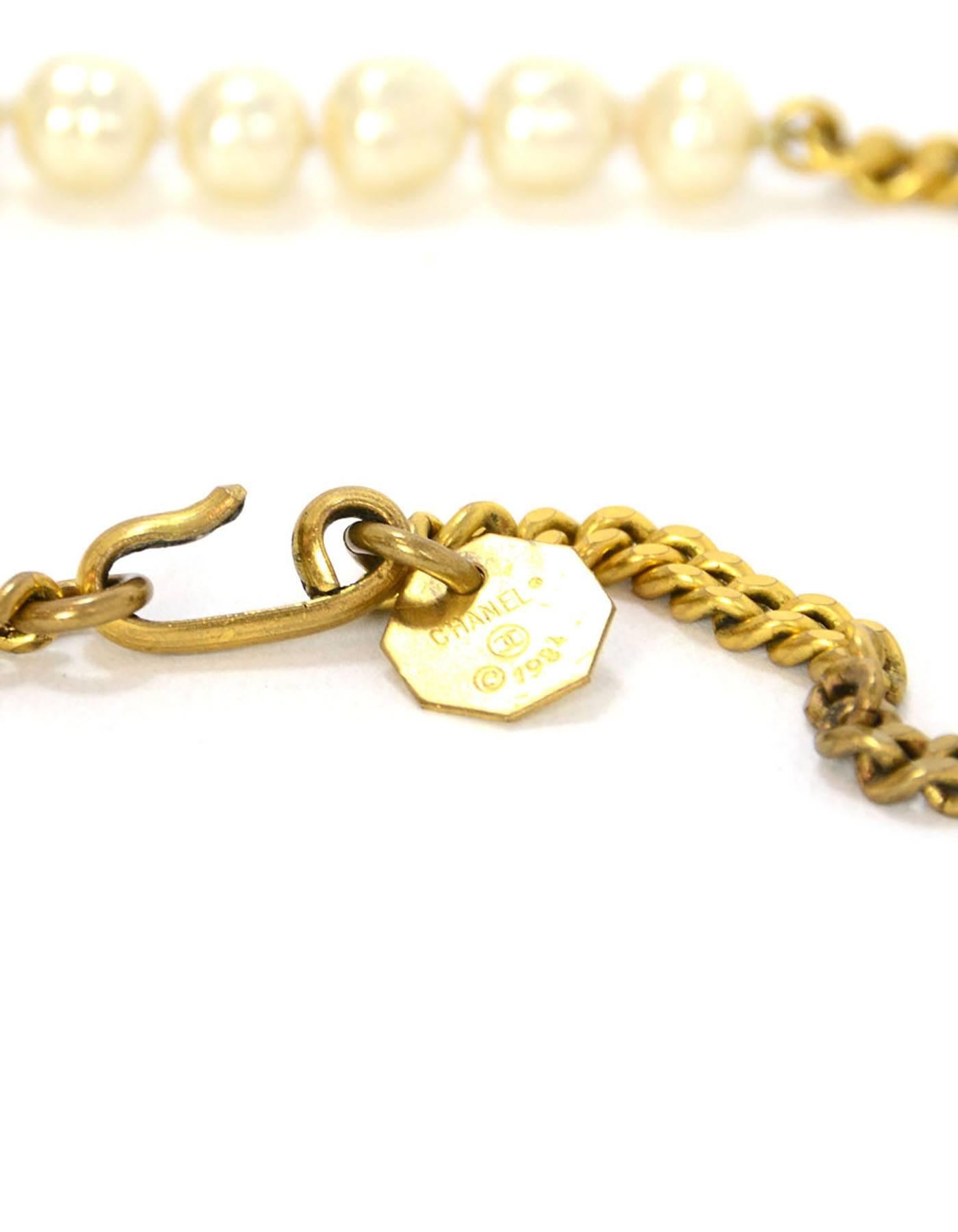 Women's Chanel Vintage '84 Gold Chain & Pearl Necklace