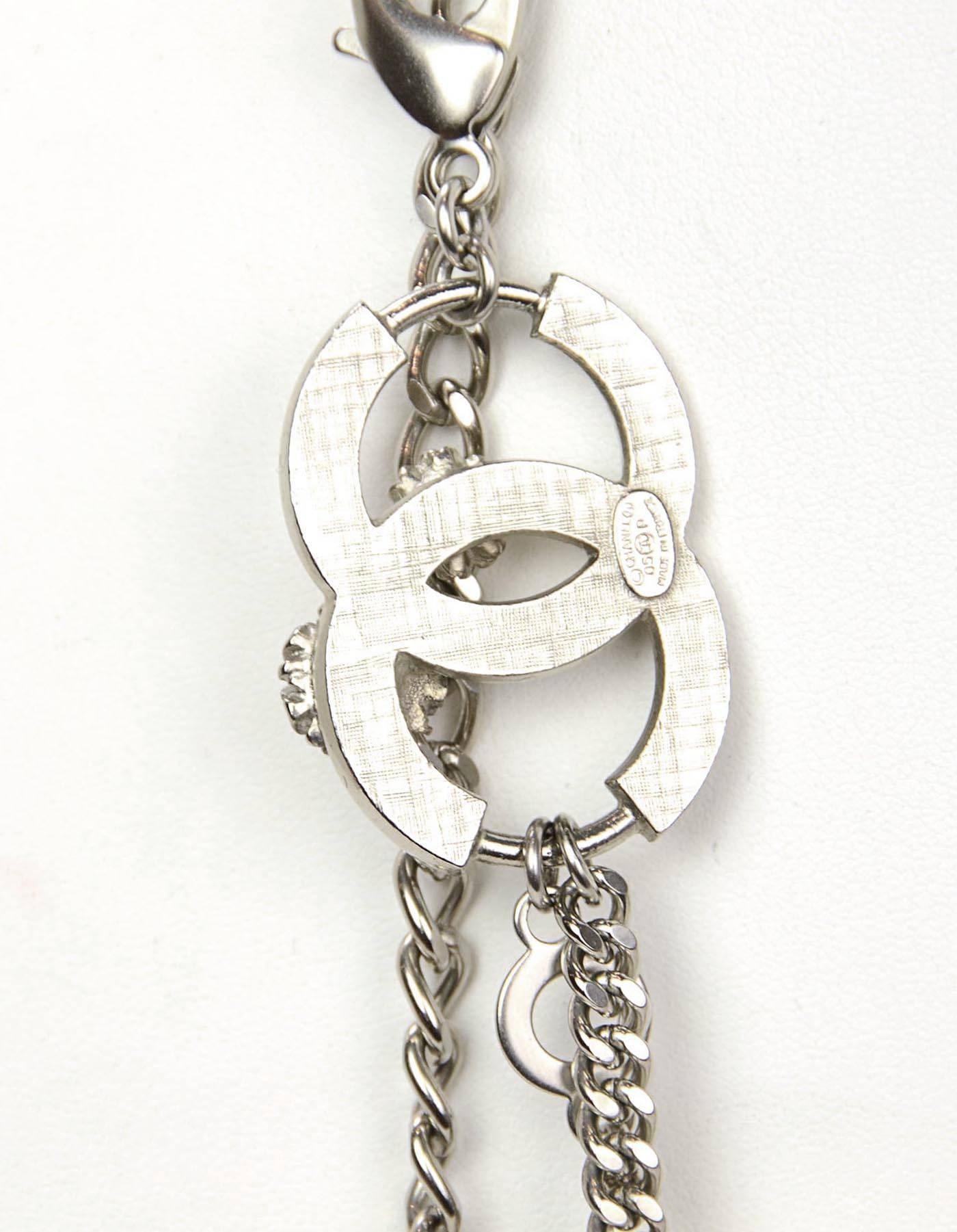 Women's Chanel Silver Flower & CC Chain Belt /Necklace sz L/EU 90