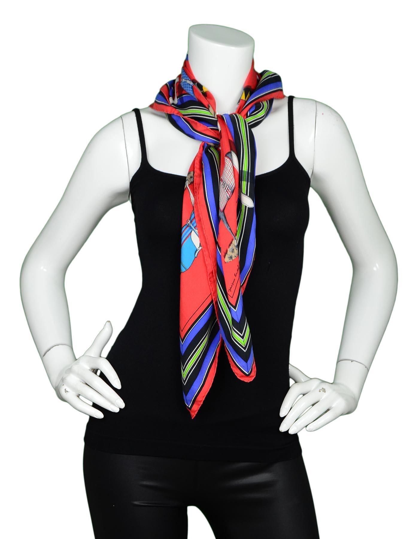 Hermes Red Couvertures Et Tenues De Jour Silk Scarf In Good Condition In New York, NY