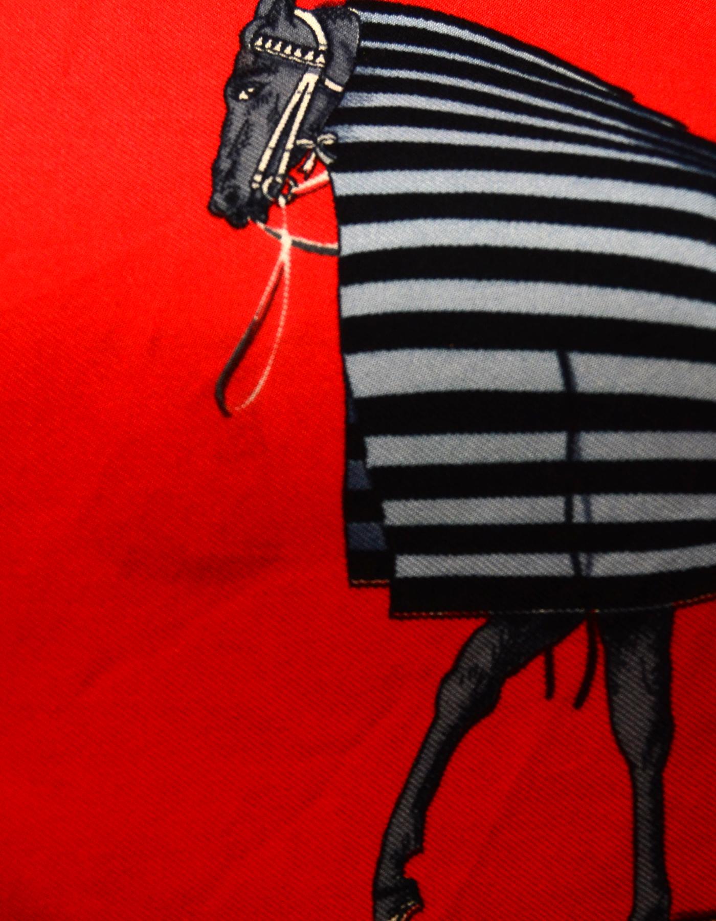 Women's Hermes Red Couvertures Et Tenues De Jour Silk Scarf