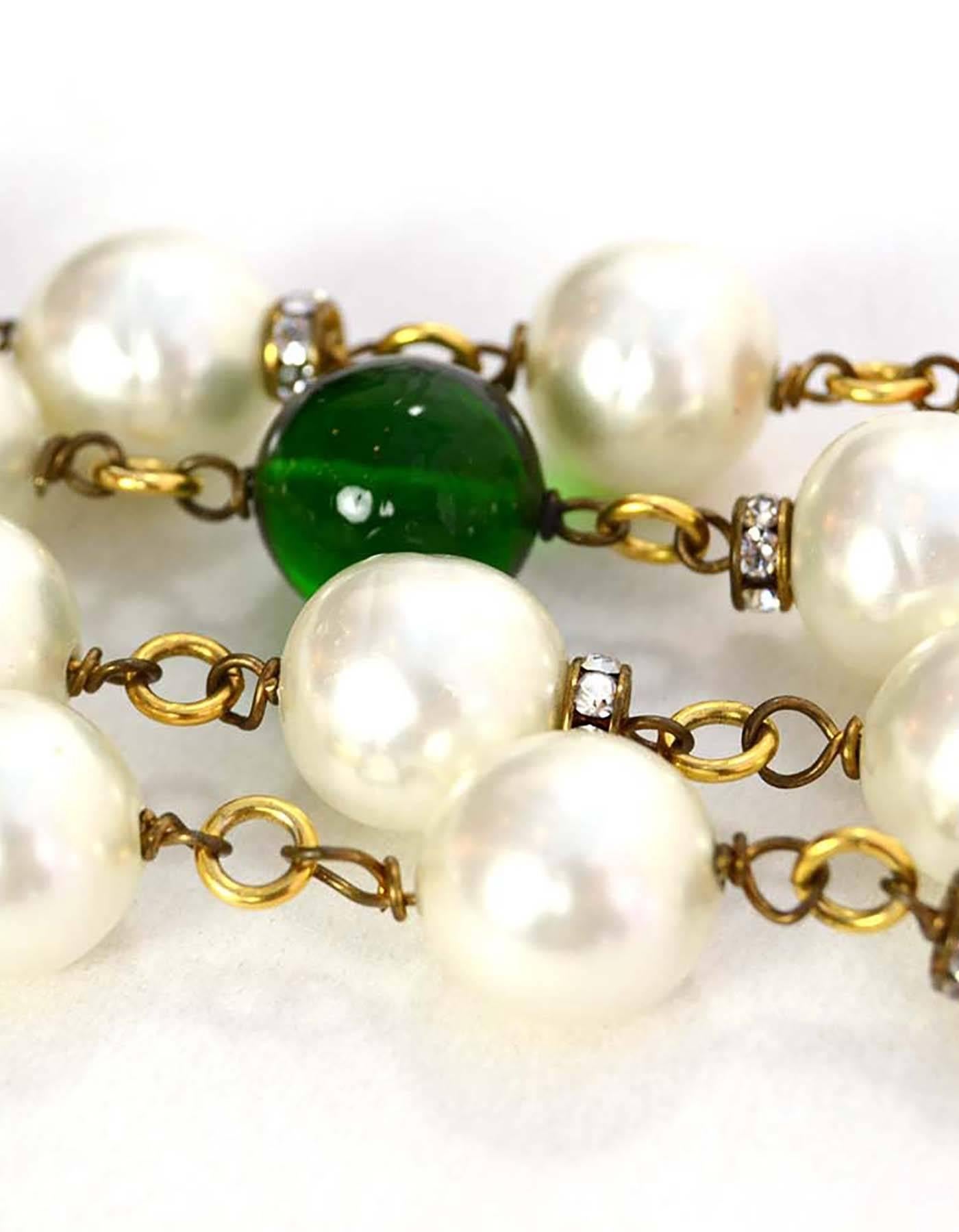 Chanel Vintage '90s Pearl and Glass Bead Double Strand Necklace
Features red, orange and green glass beads as well as rhinestones throughout
Made in: France
Year of Production: 1990's
Stamp: Chanel CC Made in France
Closure: Hook and eye