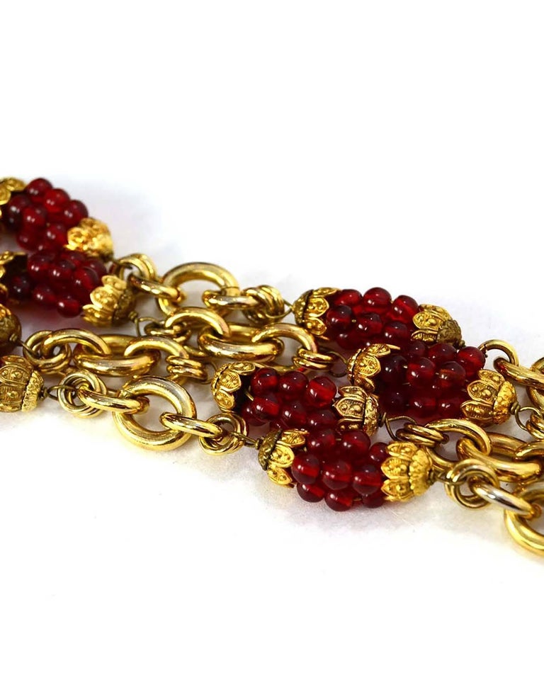 Chanel Vintage Red Bead and Gold Chain Link Necklace at 1stDibs | red ...