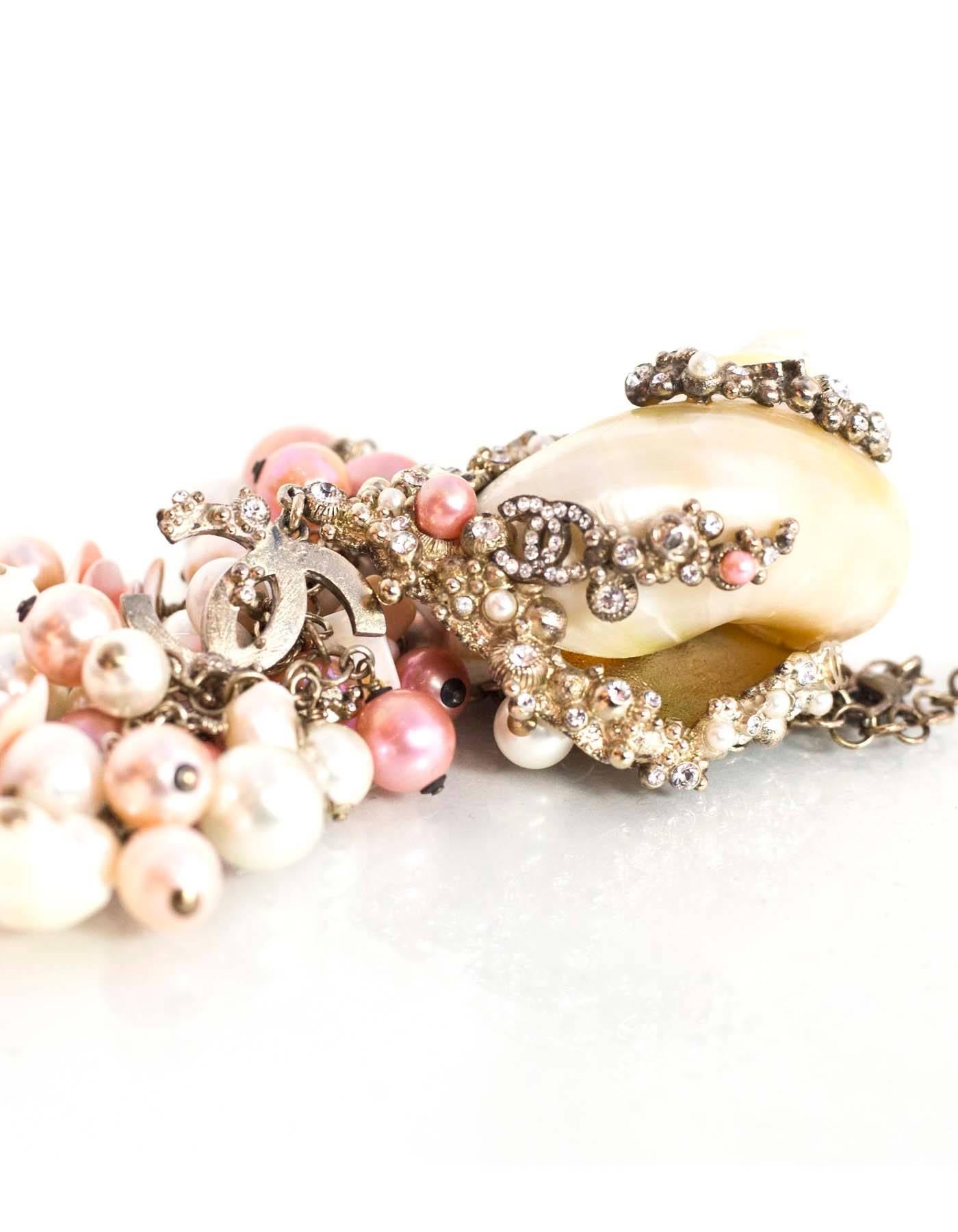 Women's Chanel  Pink & White MOP Shell Drop Necklace