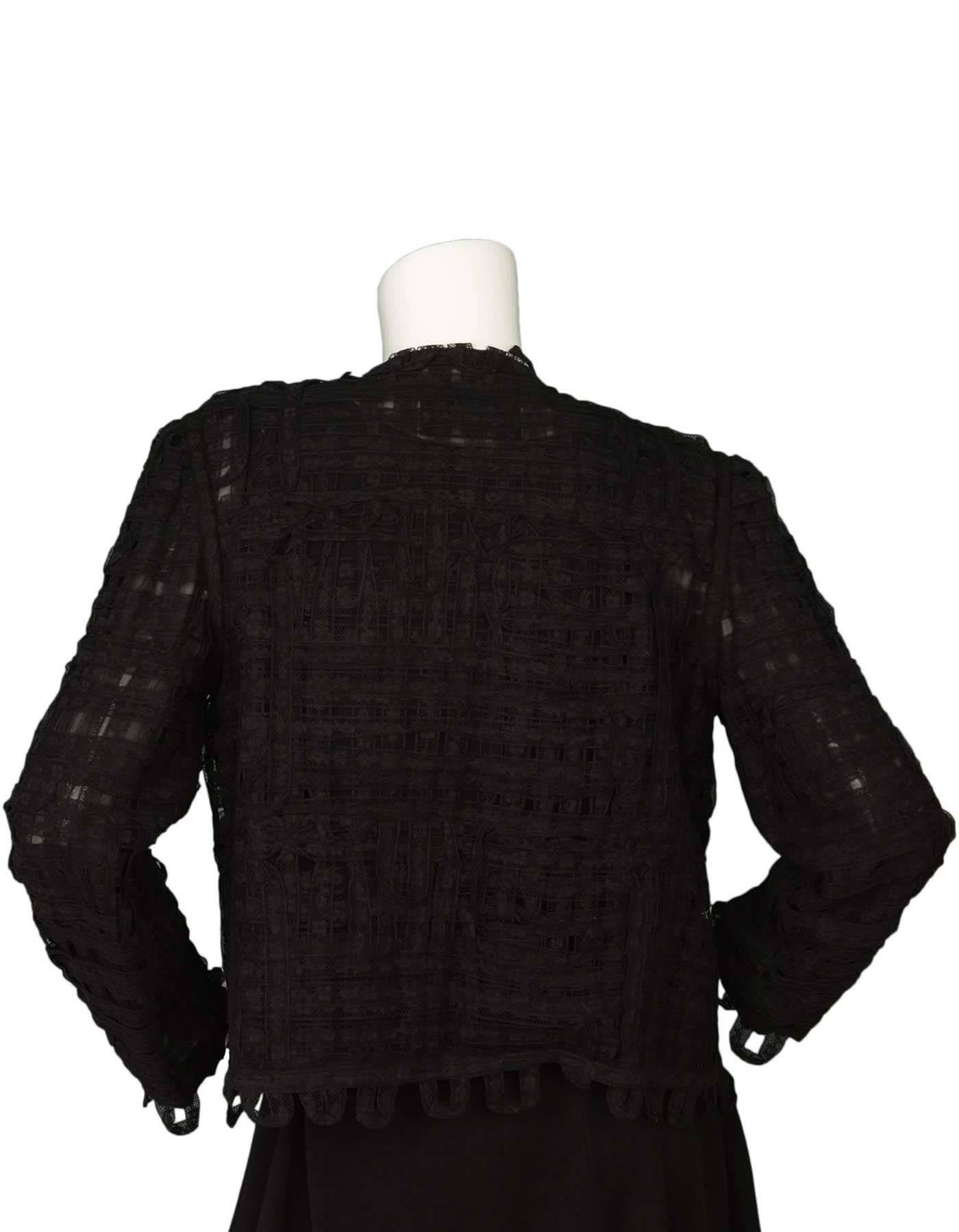 CHANEL Black Lace Open Front Jacket sz M 1