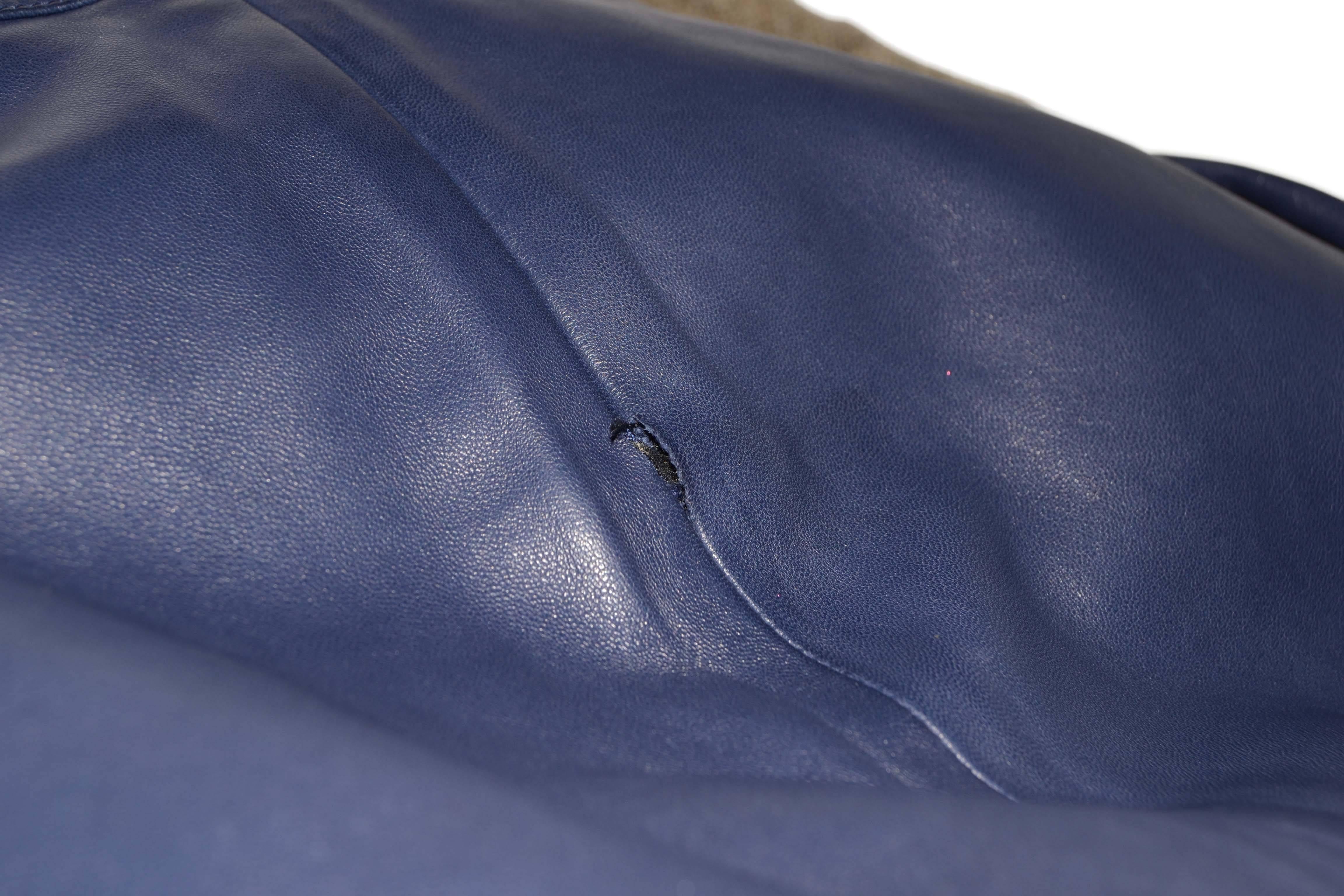 CHANEL Blue Leather Sleeveless Skirt Suit sz 38 2