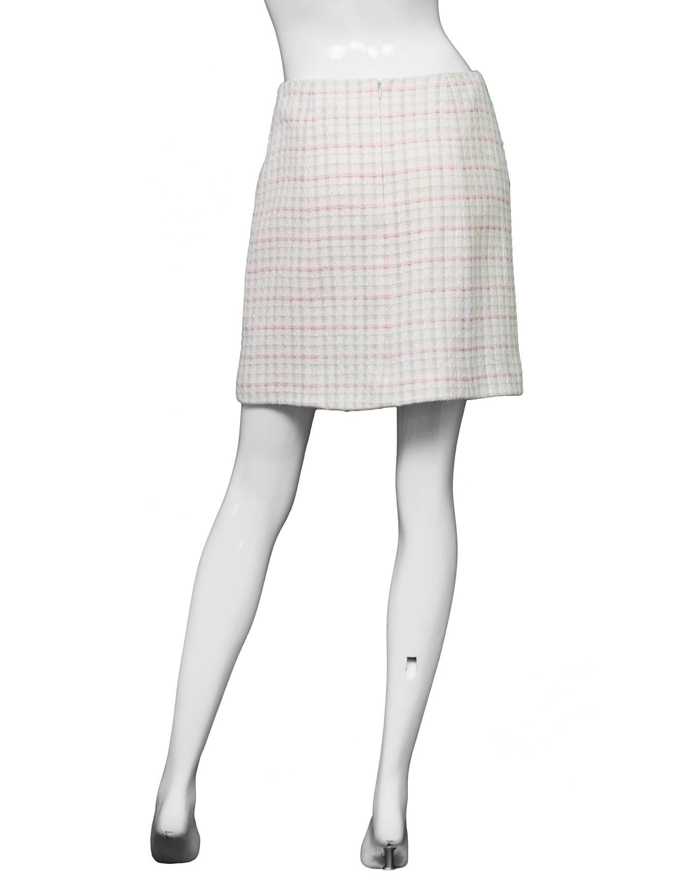 Beige Chanel White Tweed A-Line Skirt sz FR36
