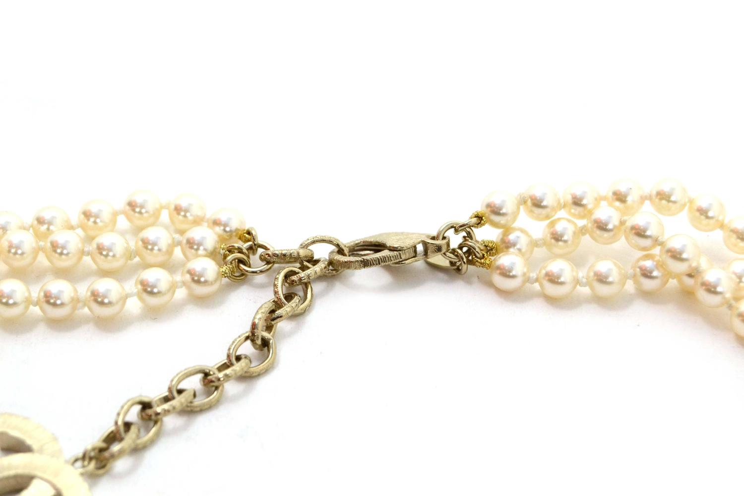 Chanel ThreeStrand Graduated Pearl Necklace at 1stdibs