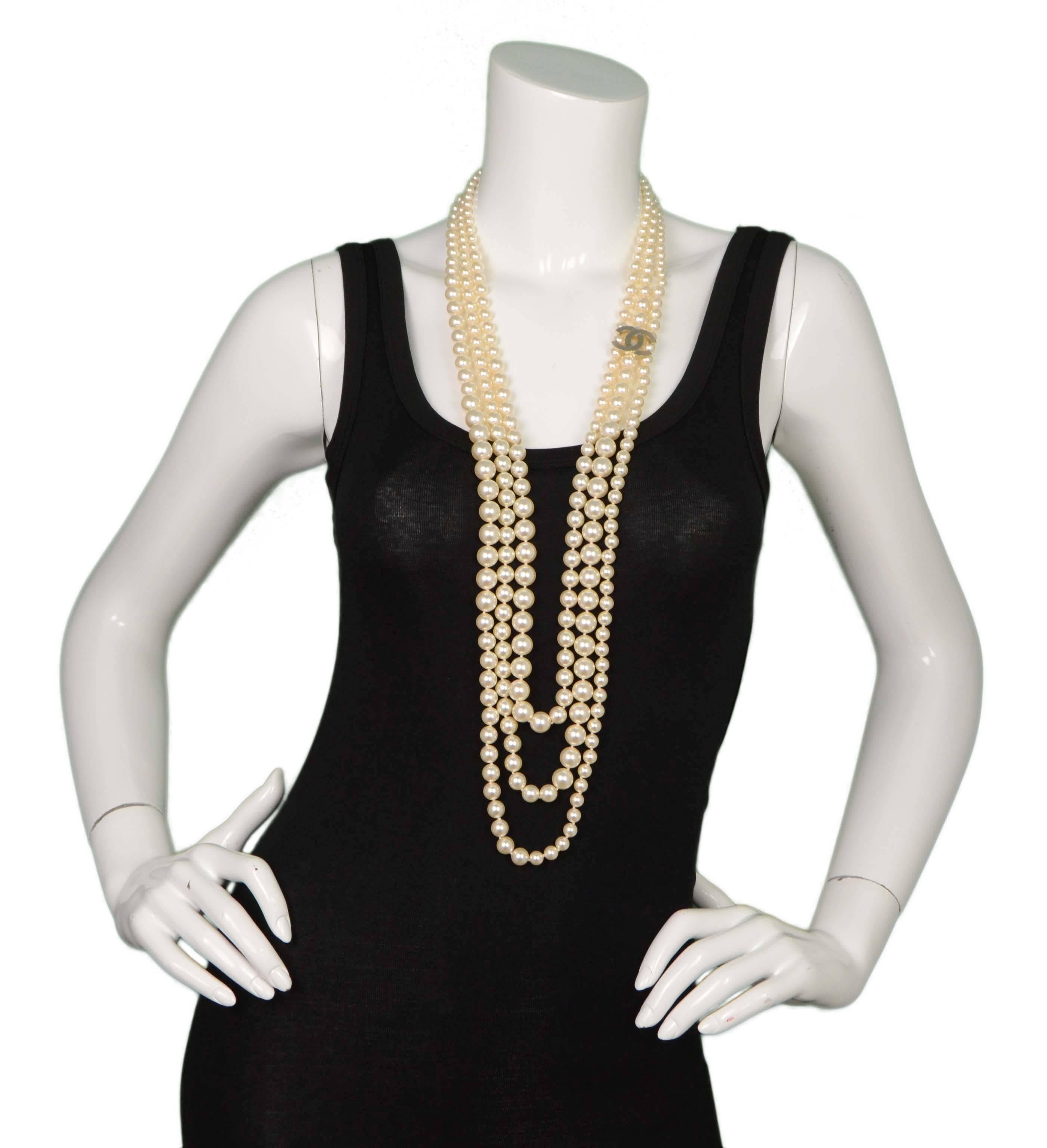 Women's Chanel Three-Strand Graduated Pearl Necklace