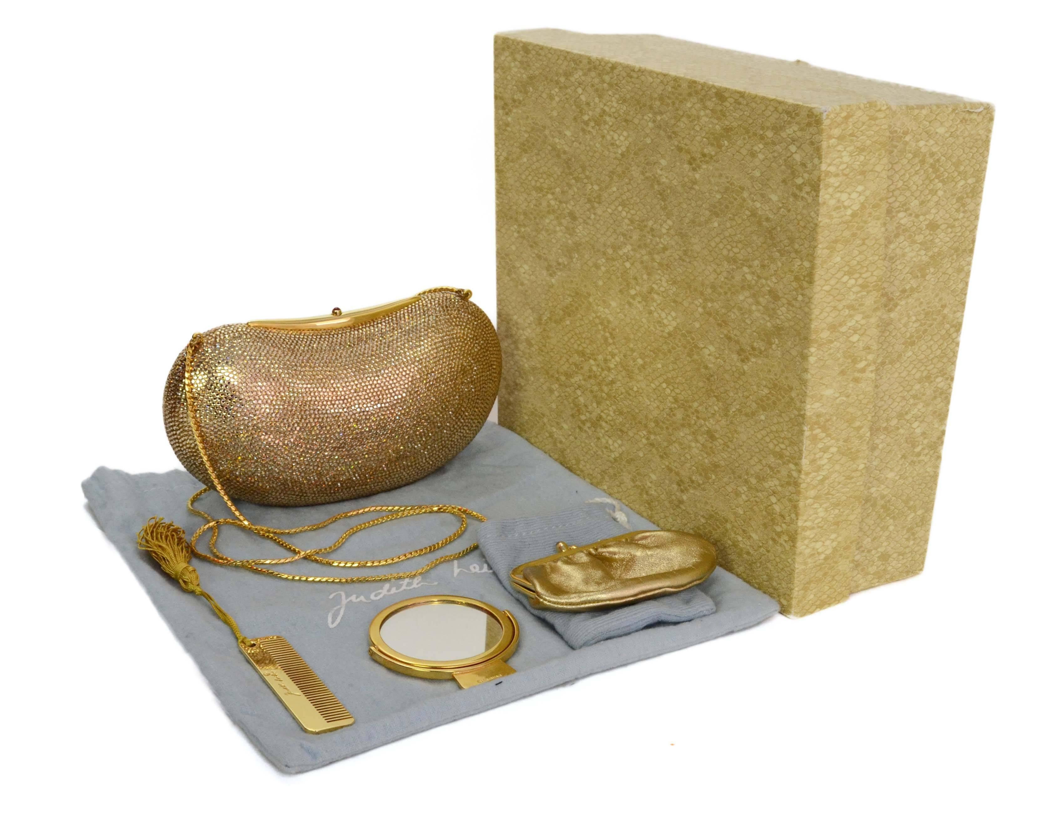 Judith Leiber Bronze Sworovski Crystal Bean Minaudiere Clutch Bag 3