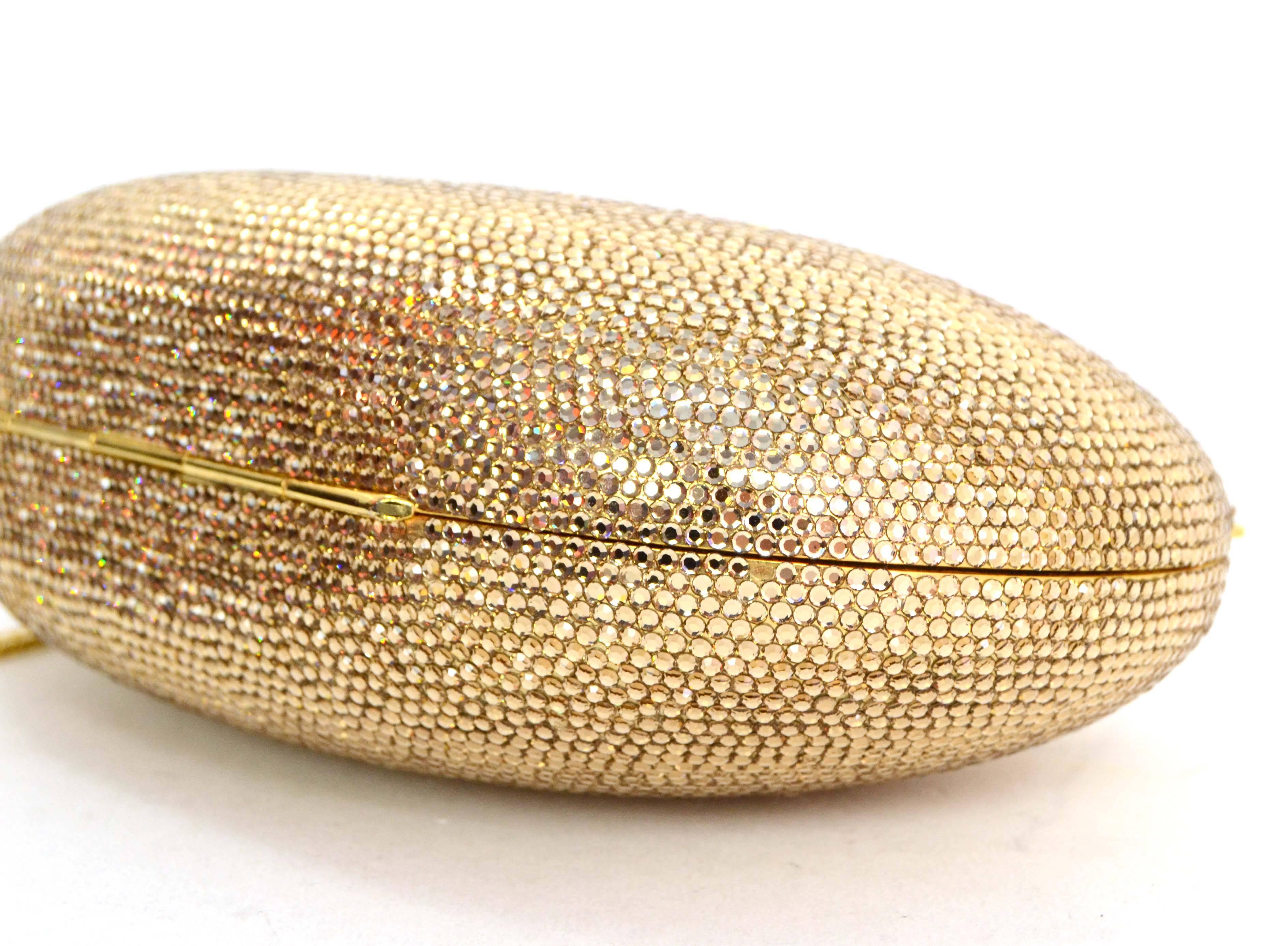 Women's Judith Leiber Bronze Sworovski Crystal Bean Minaudiere Clutch Bag