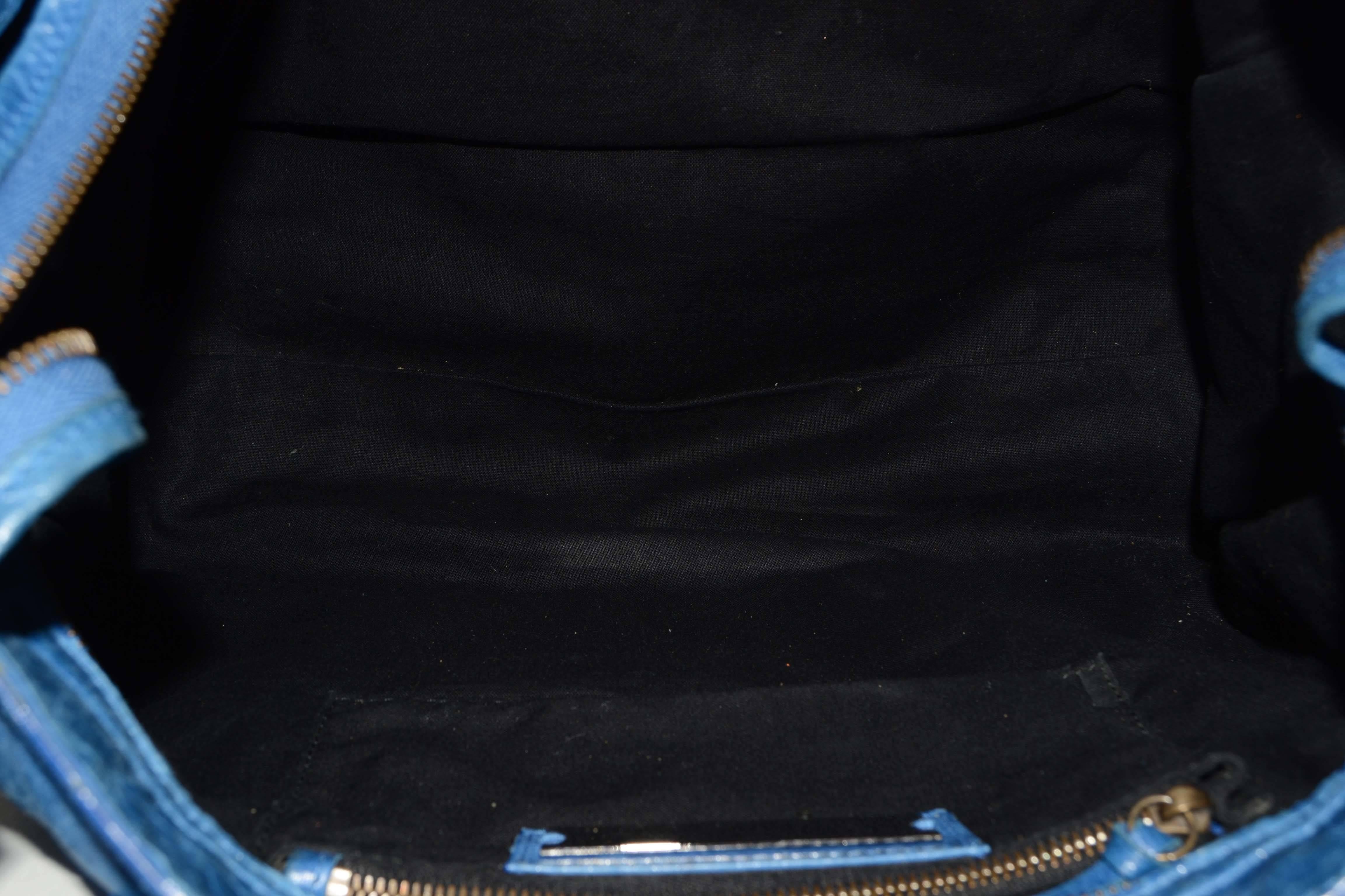 Balenciaga Blue Distressed Leather “City” Bag BHW In Good Condition In New York, NY