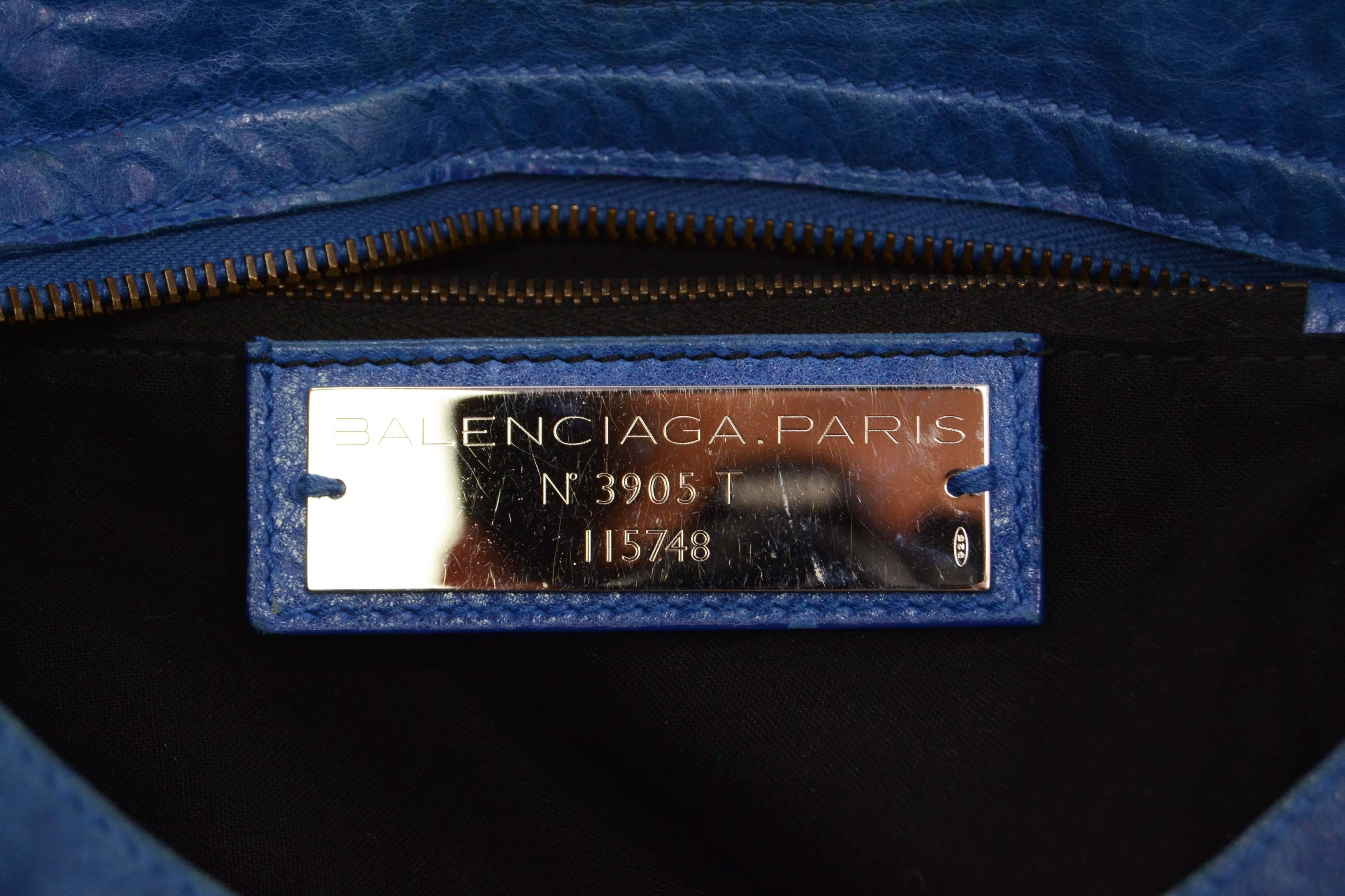 Women's Balenciaga Blue Distressed Leather “City” Bag BHW