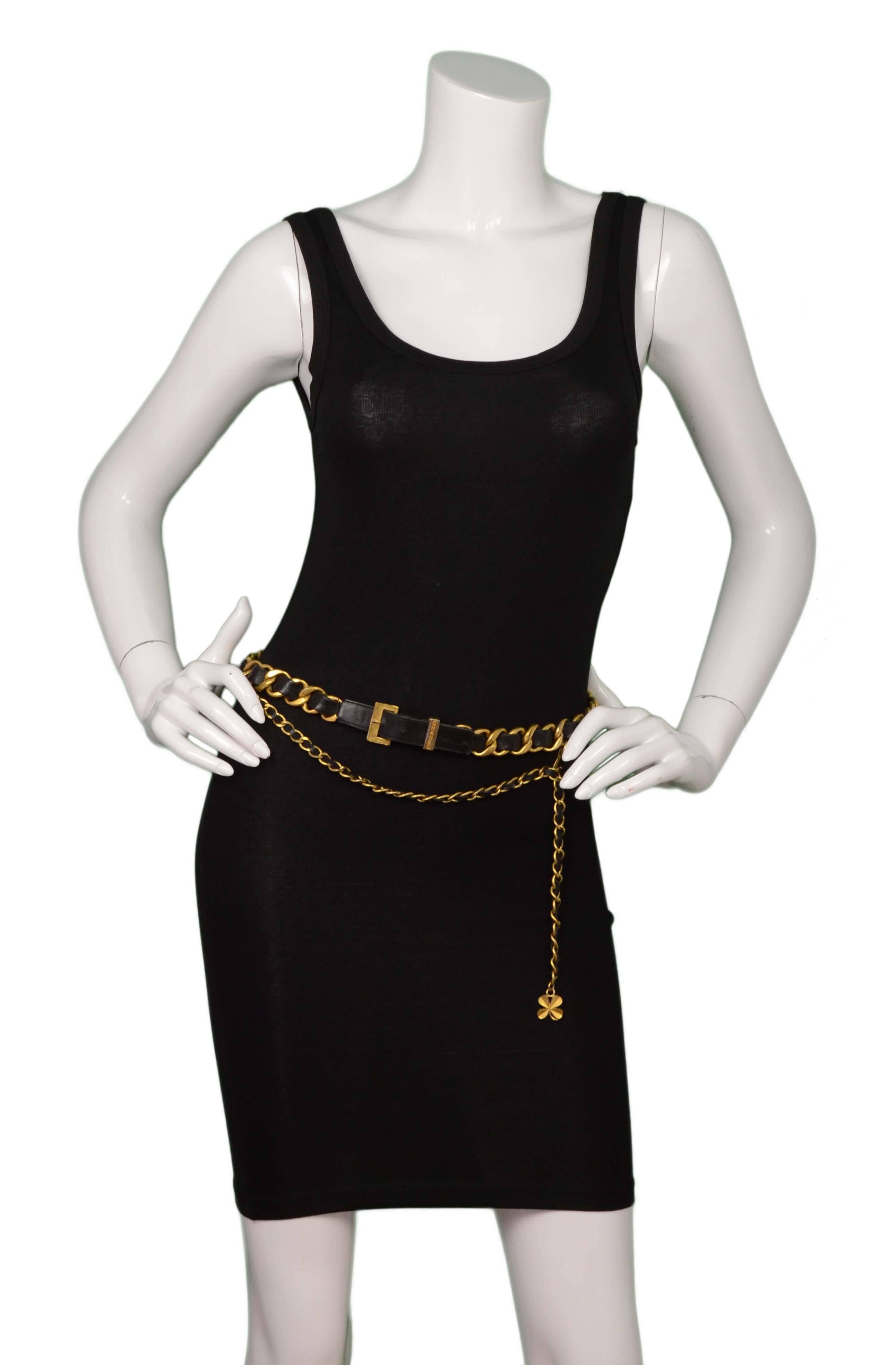 Beige Chanel Vintage ’93 Leather Woven Chain Link Belt sz 75 For Sale
