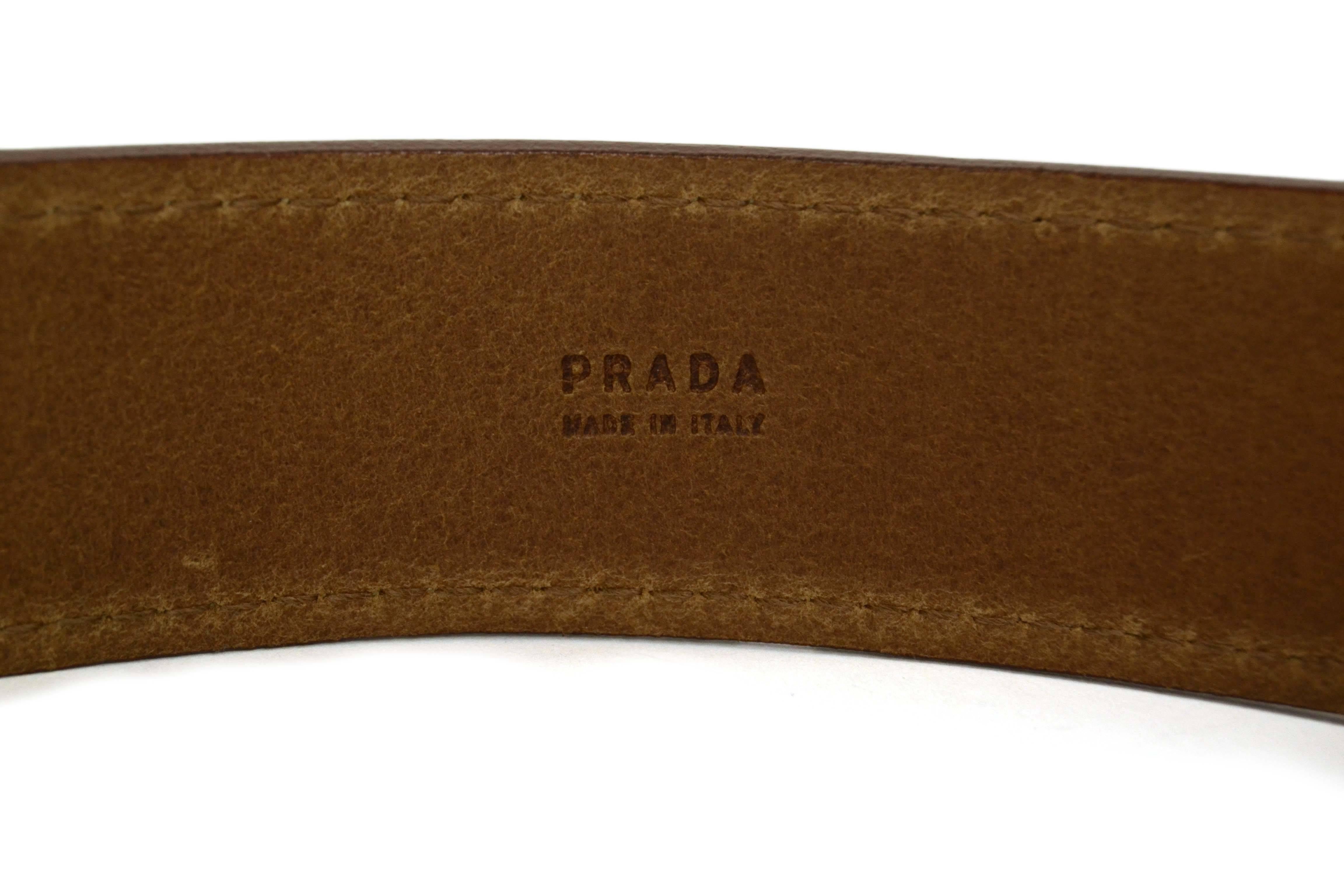 Brown Prada Tan Leather Belt sz 85