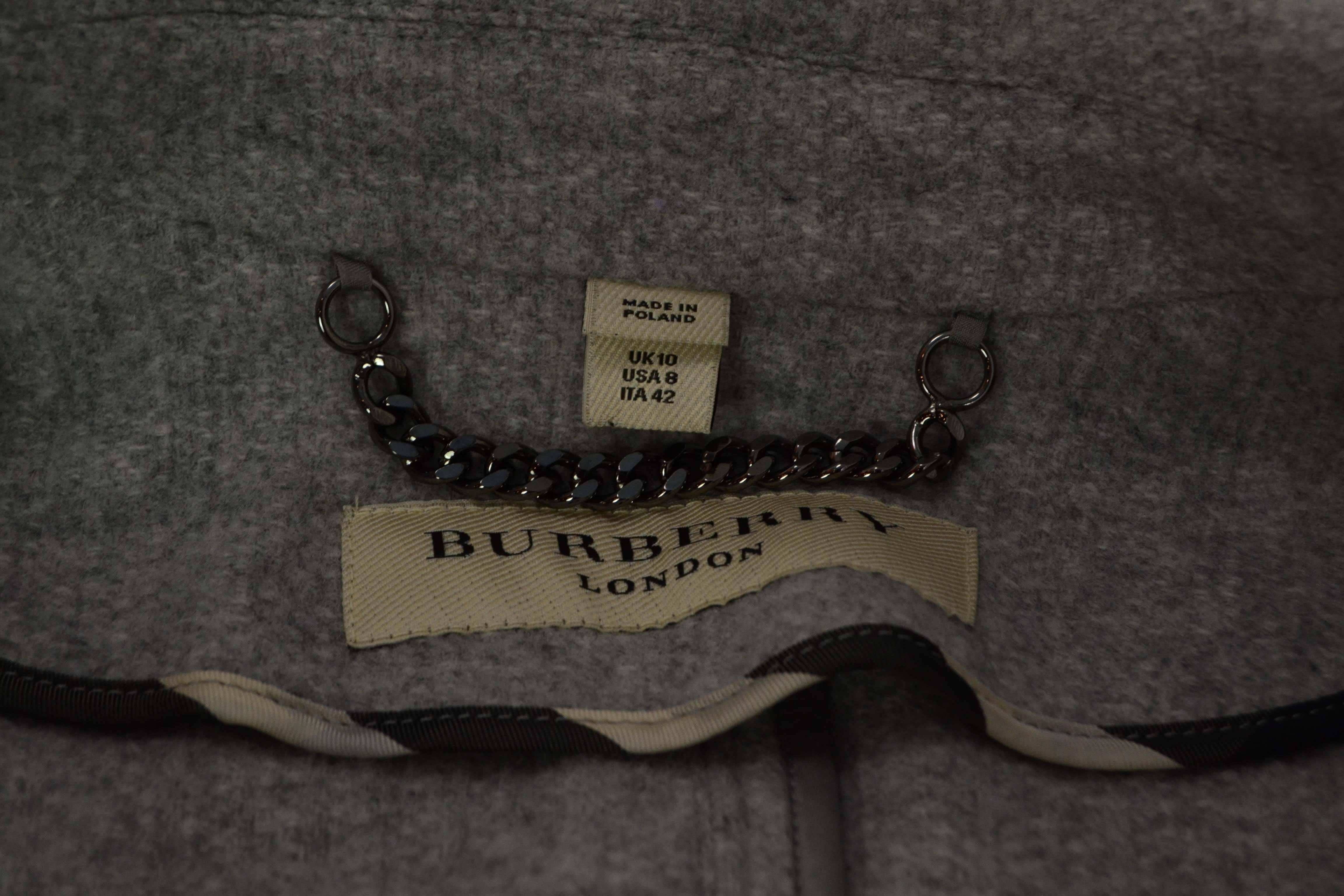 Gray Burberry Grey Wool Peplum Moto Jacket sz 8