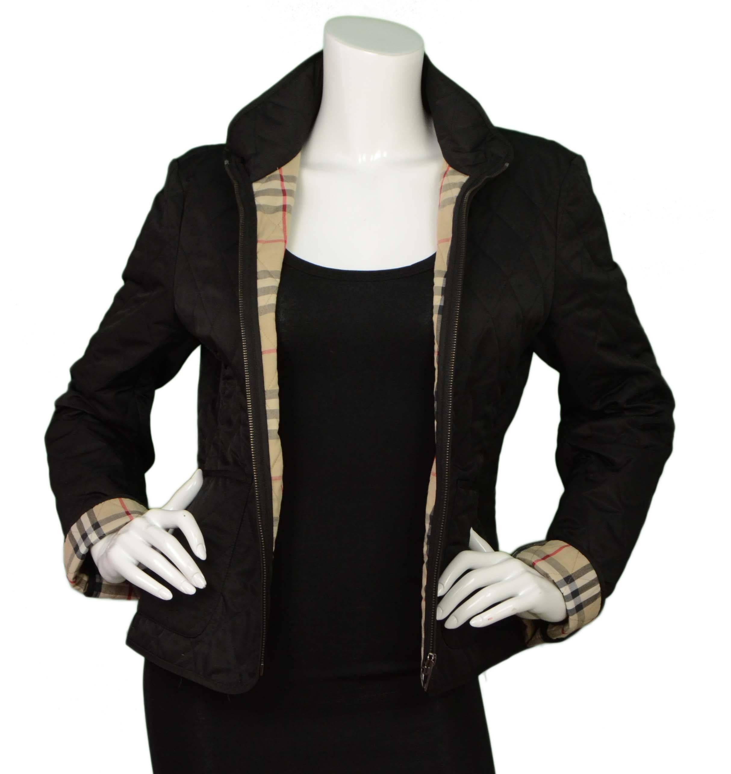 Women's Burberry Black Quilted Puffer Jacket sz M