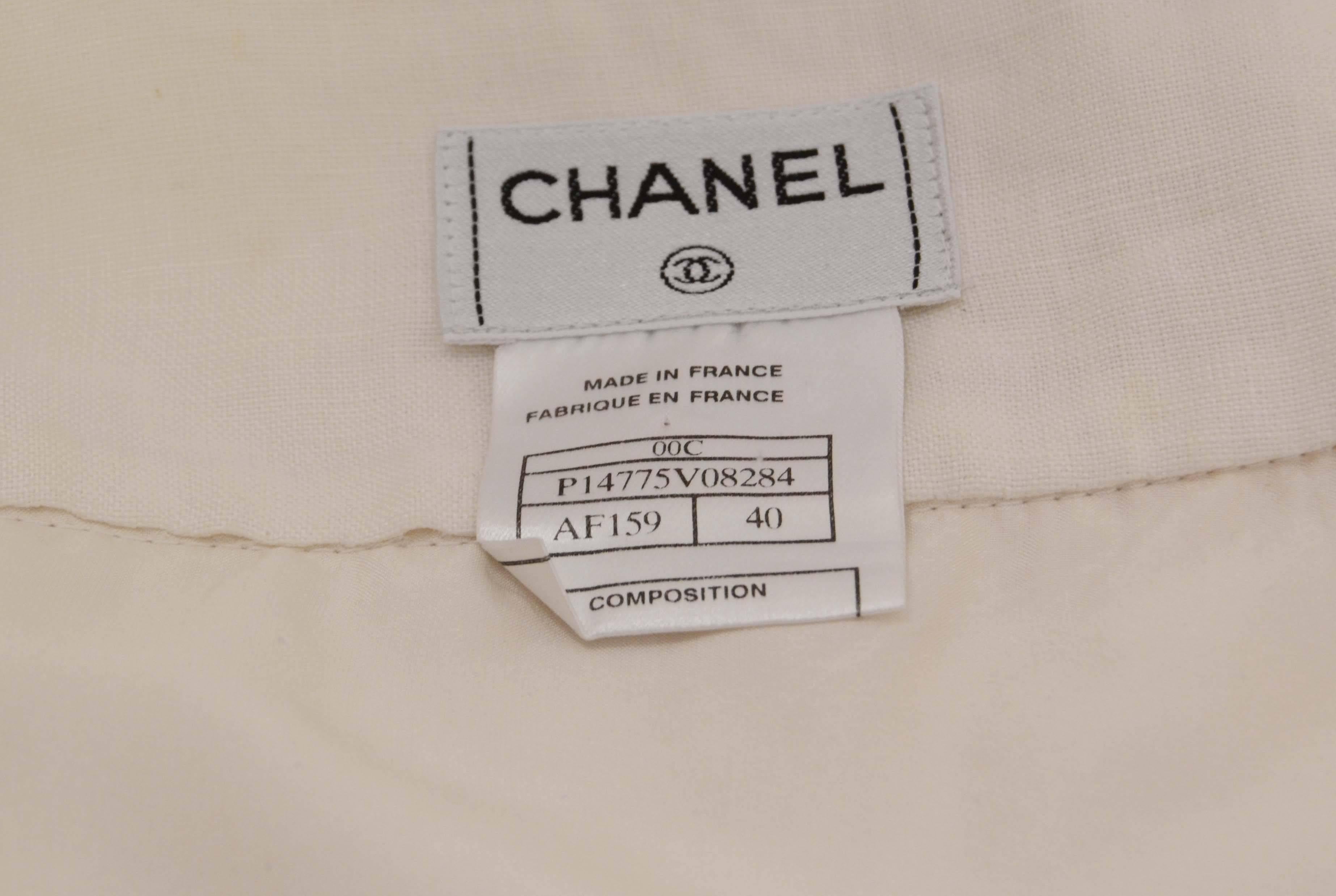 Women's Chanel Ivory Linen Wrap Skirt sz 40