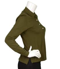 Hermes Army Green Long Sleeve Polo Top sz S