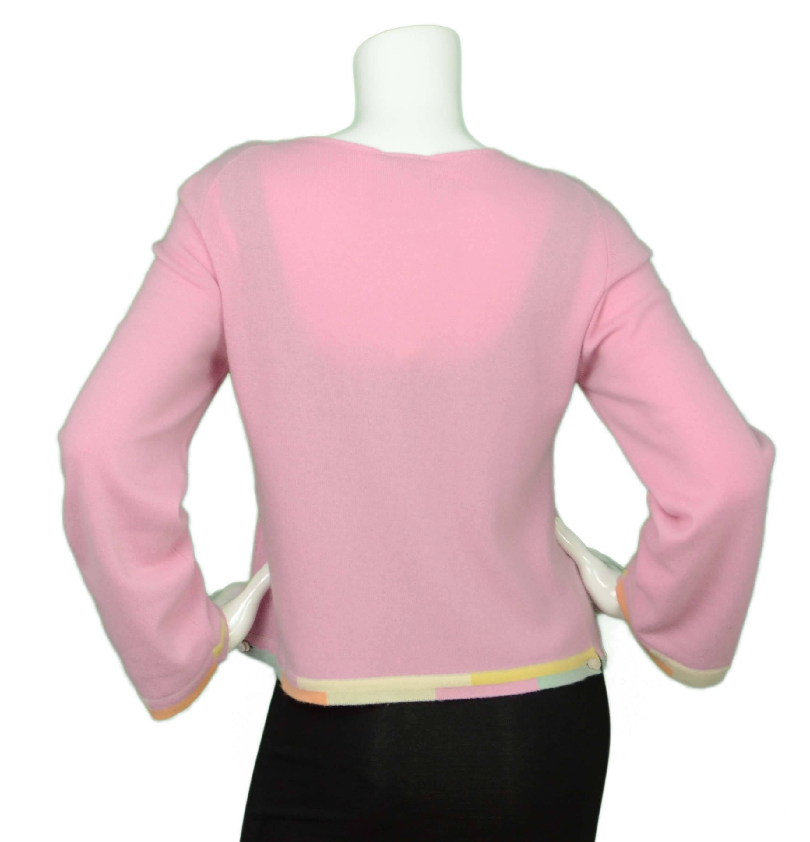 Chanel Vintage ’99 Pink Cashmere Sweater sz 40 In Excellent Condition In New York, NY