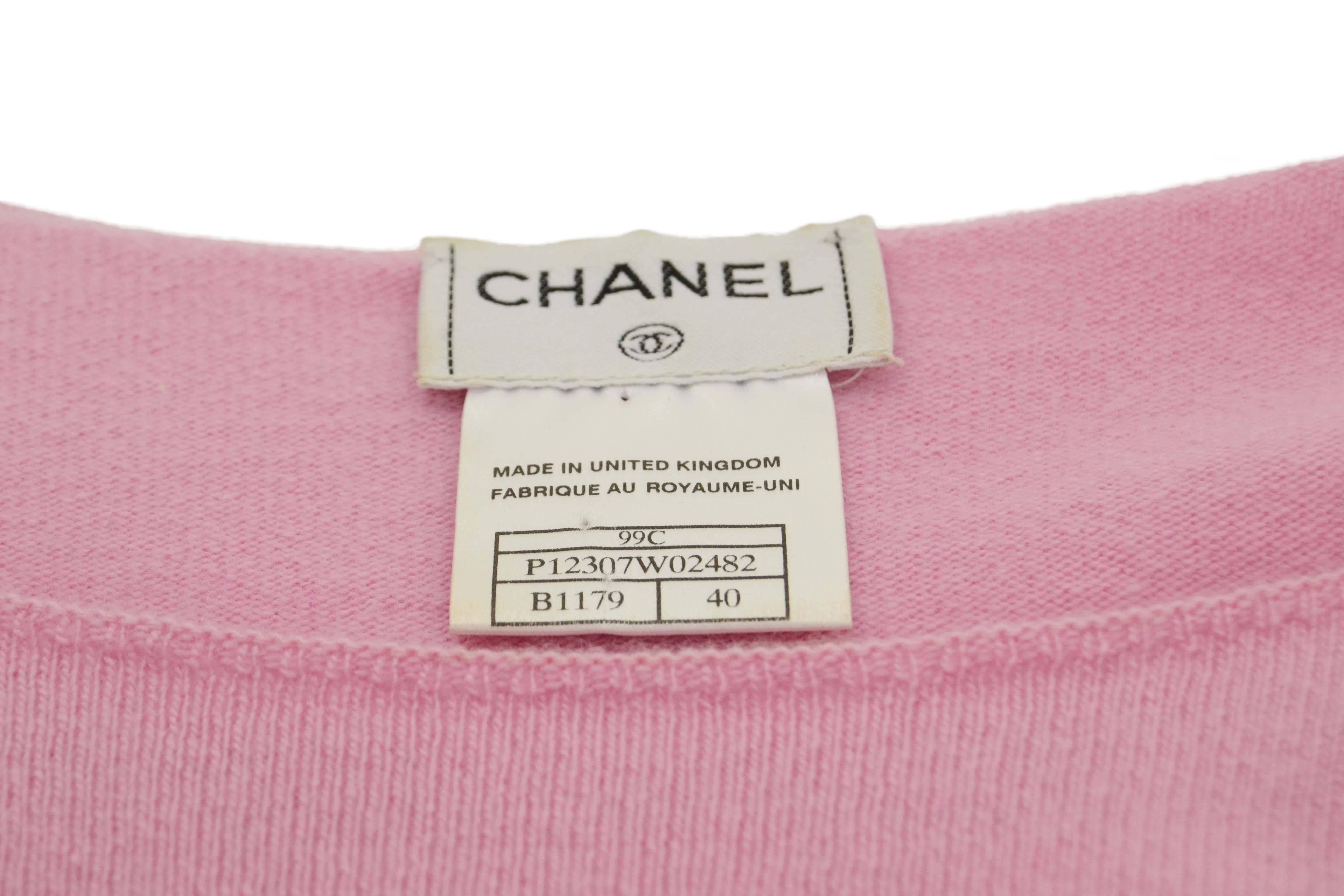 Women's Chanel Vintage ’99 Pink Cashmere Sweater sz 40