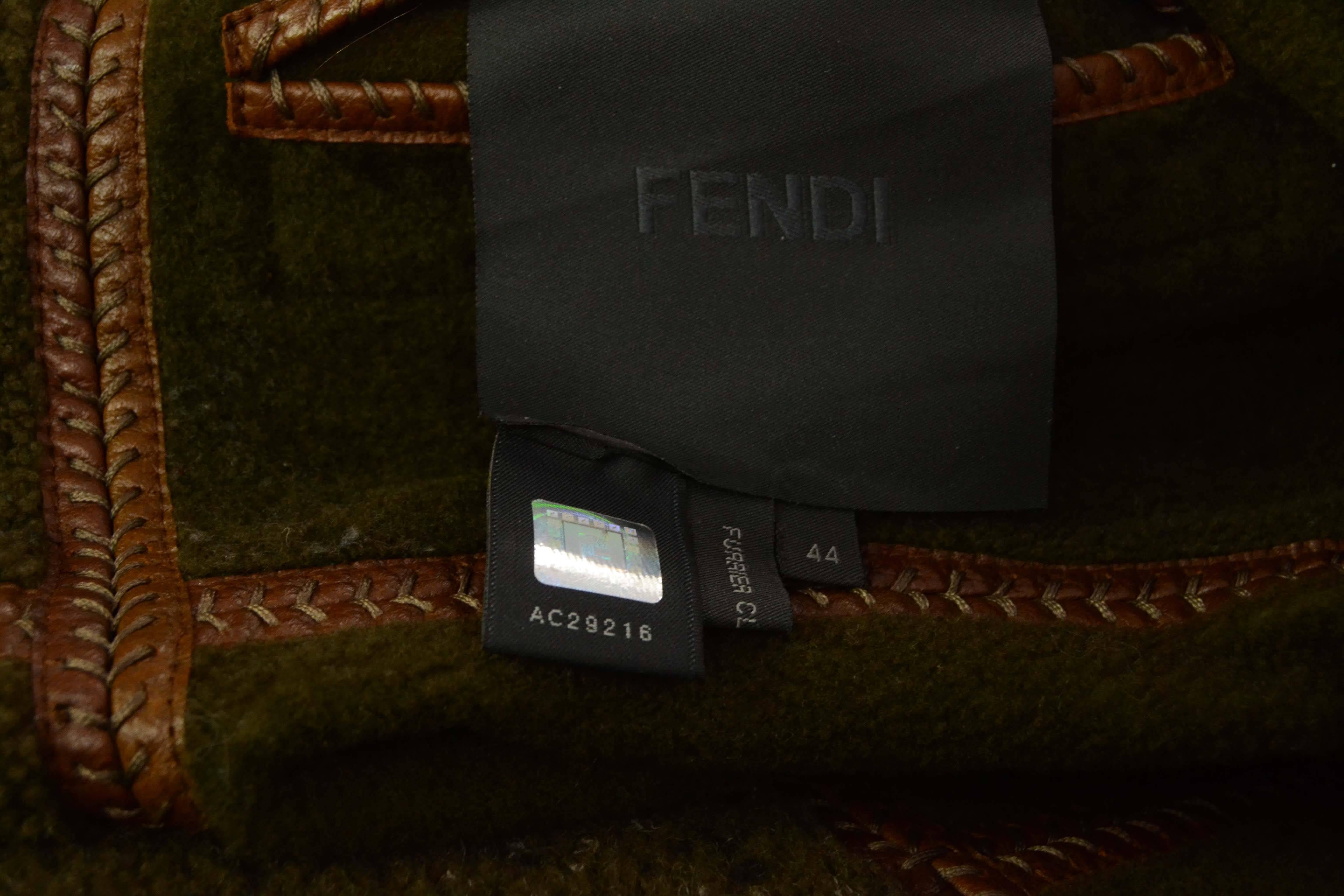 Fendi Fall '05 Runway Olive Green & Brown Reversible Shearling Coat sz IT44 4