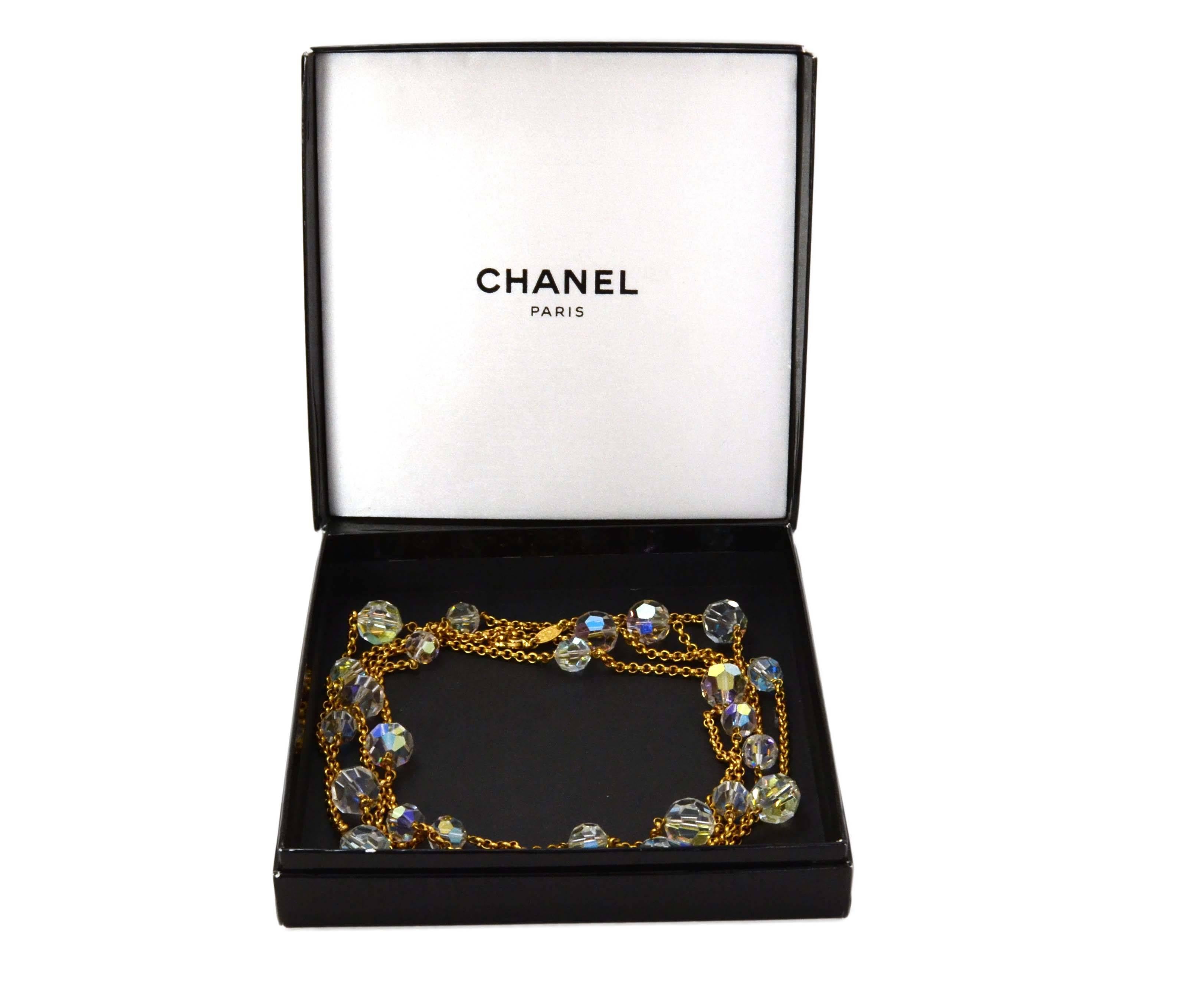 Chanel Vintage '88 Gold Chain Link Crystal Beaded Long Necklace 1