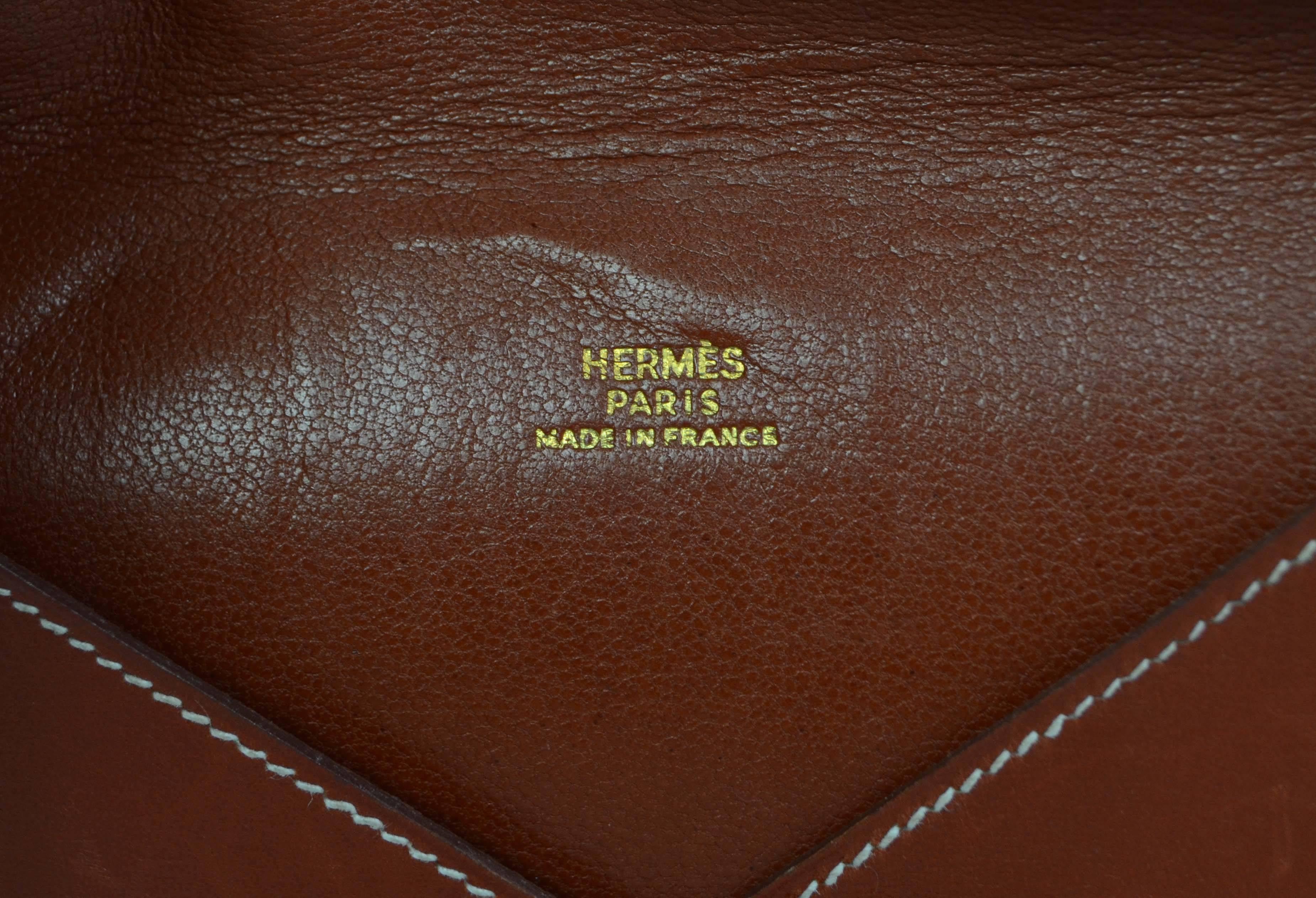 Hermes Vintage '96 Burnt Orange Leather Envelope Wallet In Good Condition In New York, NY