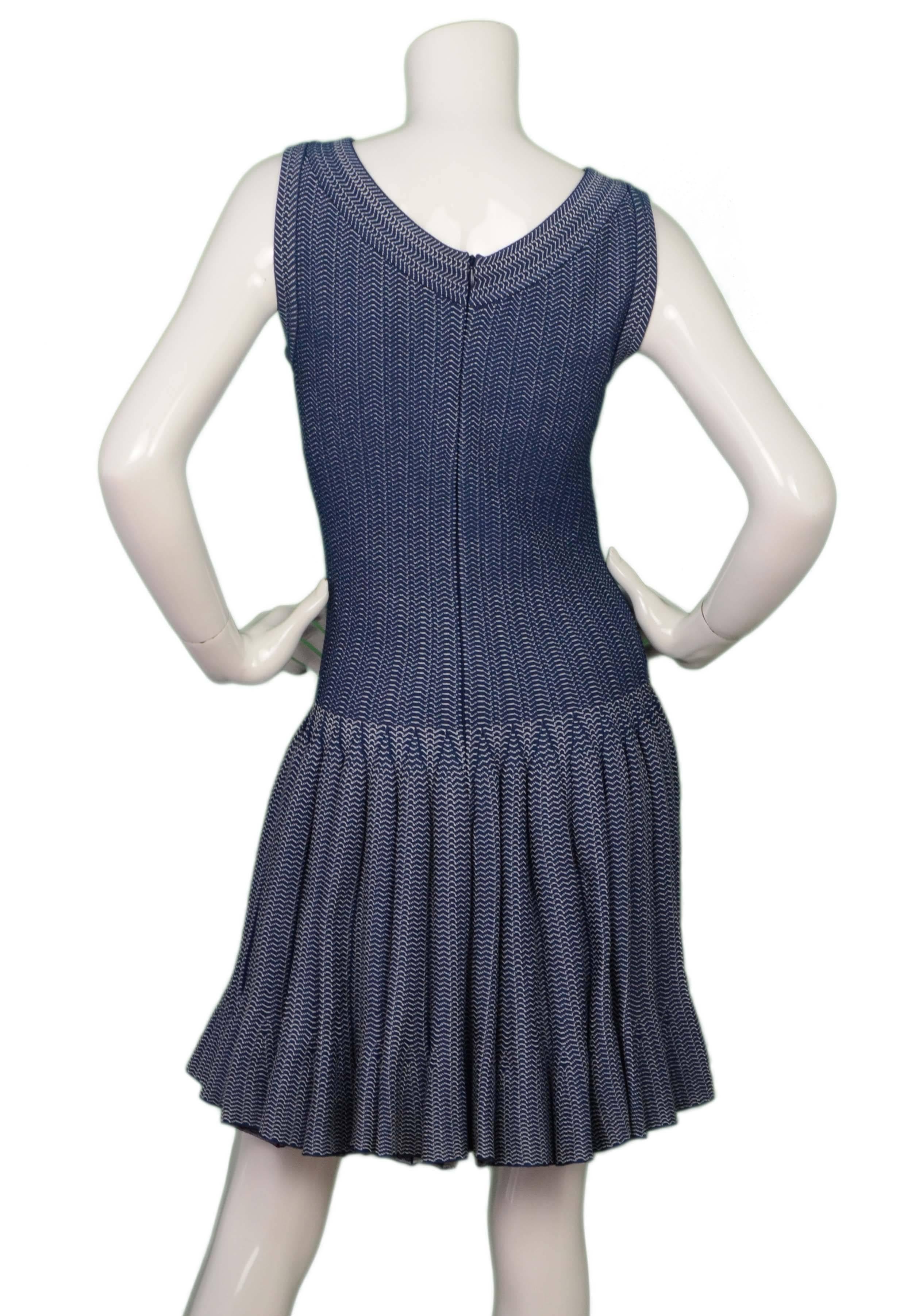 Purple Alaia Blue Sleeveless Fit & Flare Dress sz 44