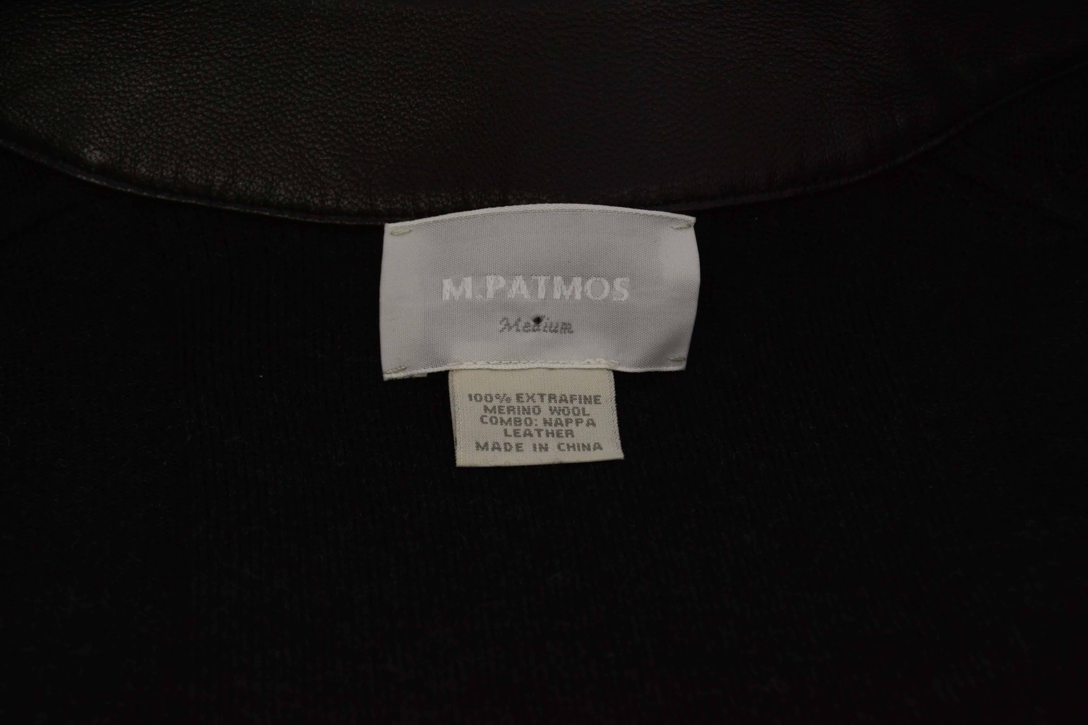 Women's M. Patmos Black Leather Paneled Long Sweater sz M rt. $1, 650