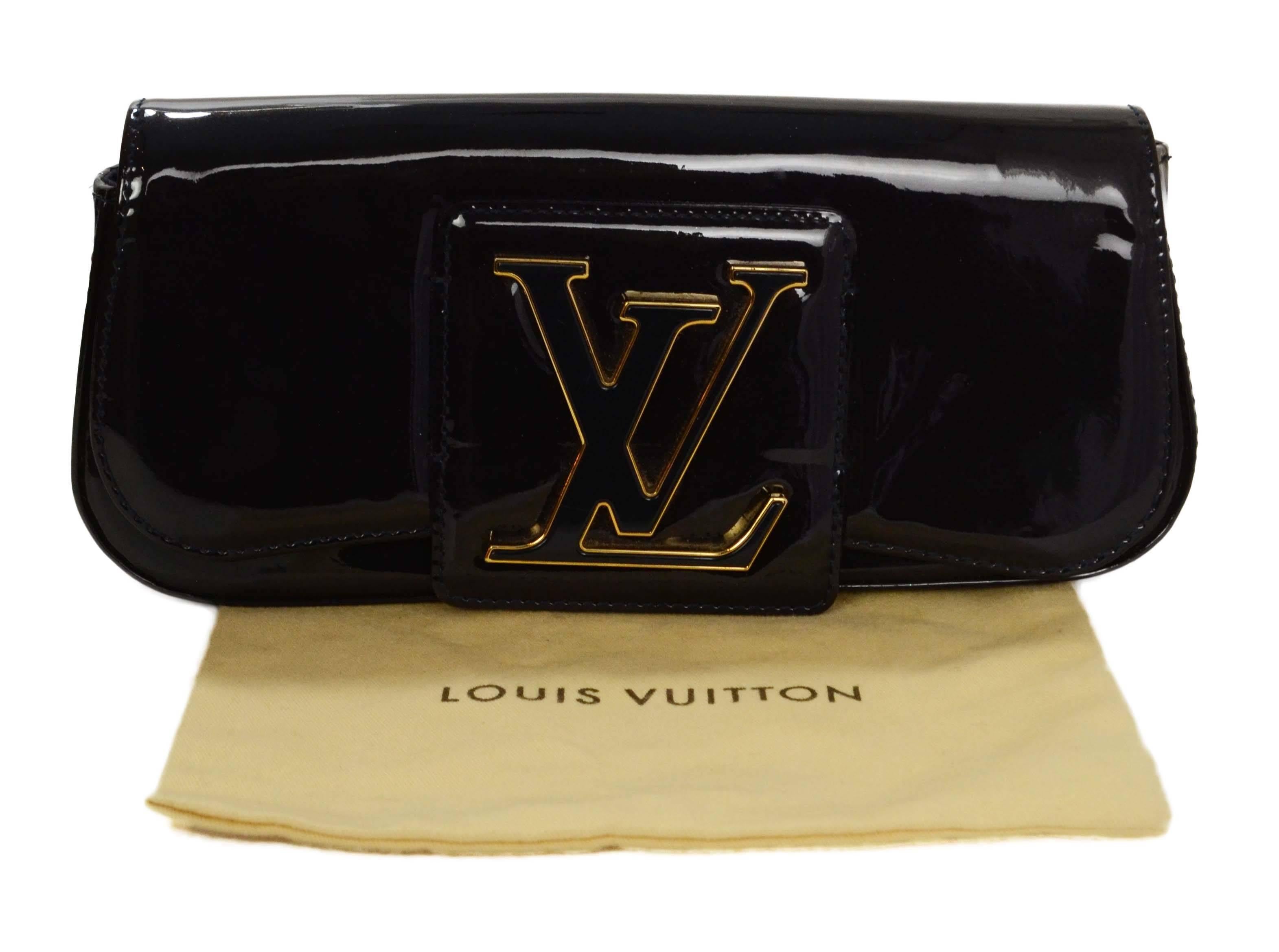 Louis Vuitton Black Patent Sobe Clutch Bag GHW 2