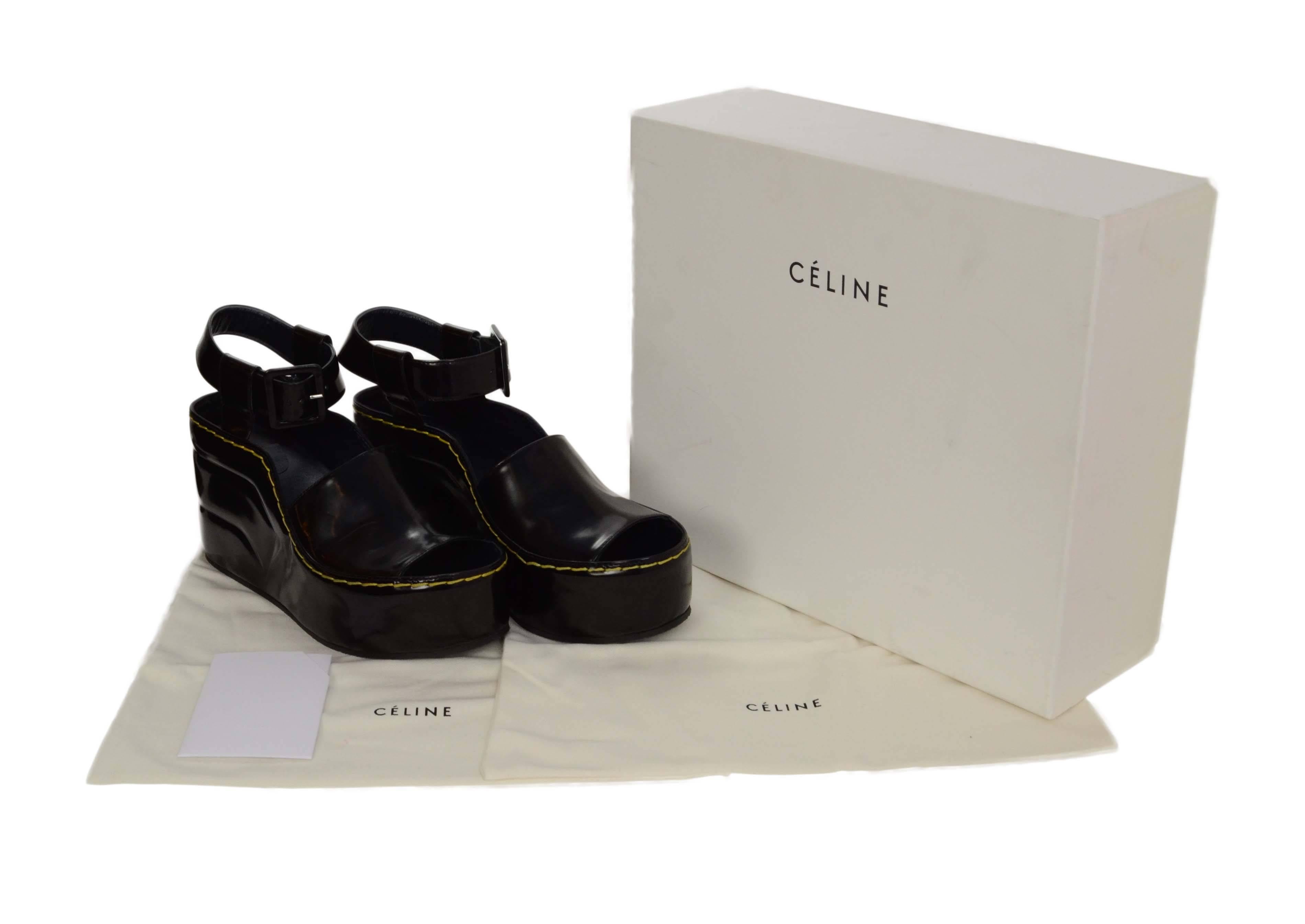 Celine Black Open Toe Platform Sandals sz 40 3