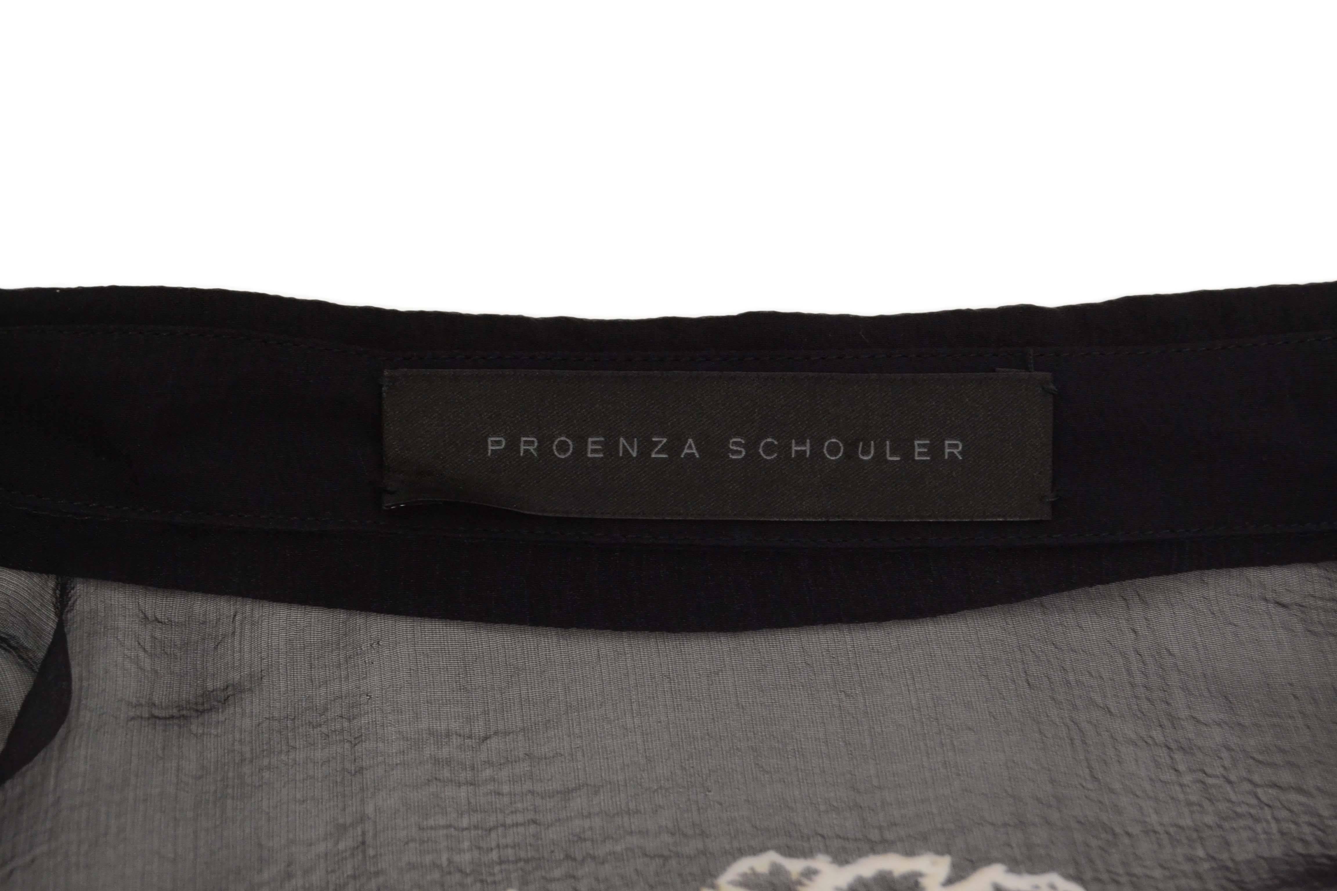 Women's Proenza Schouler Black & White Sheer Collard Button Down Top sz 6