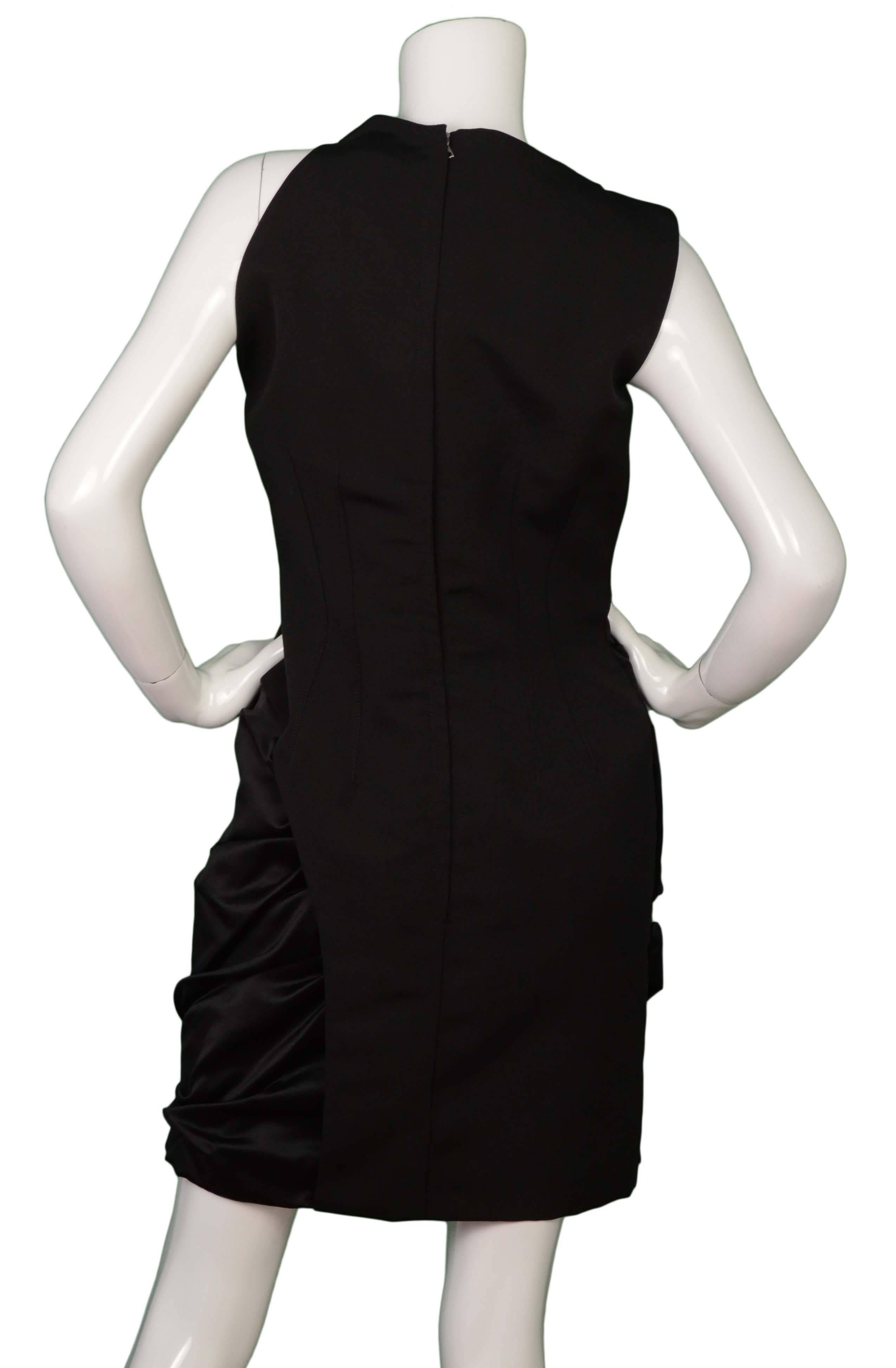 Marios Schwab Black Satin Sleeveless Cocktail Dress sz 12 In Excellent Condition In New York, NY
