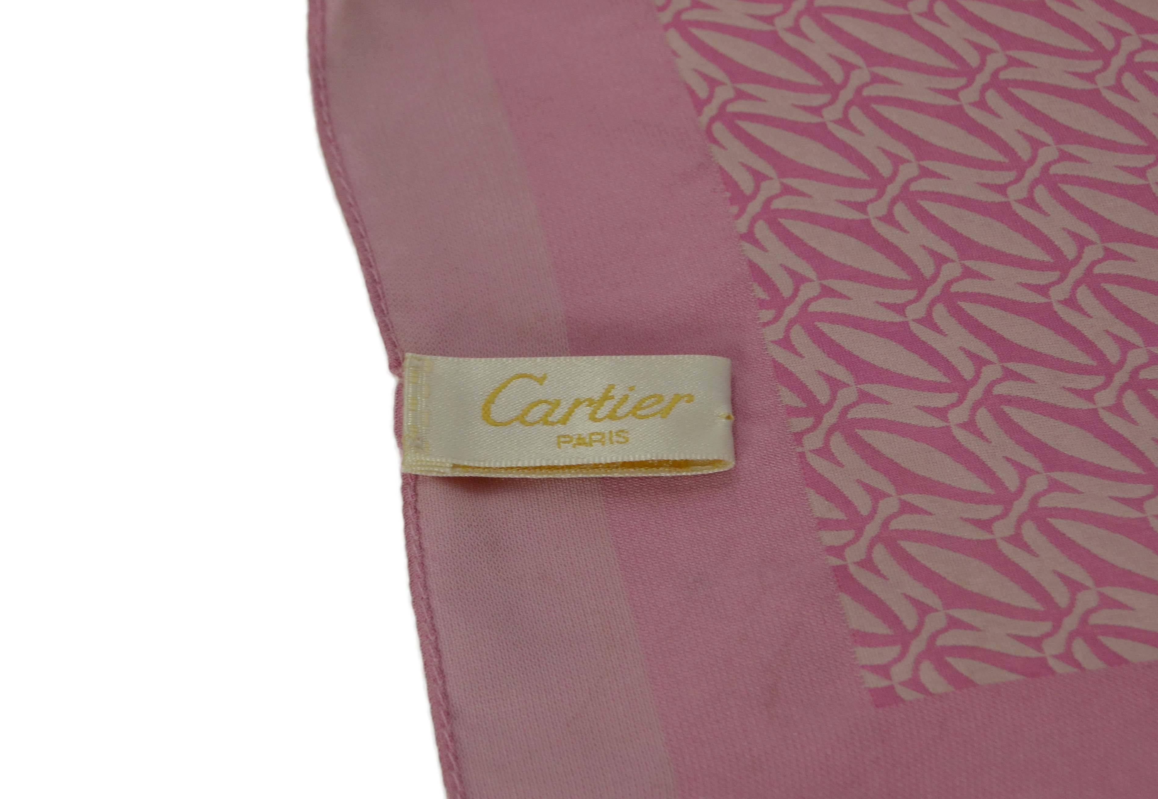 Cartier Pink Logo Printed Silk Scarf In Excellent Condition In New York, NY