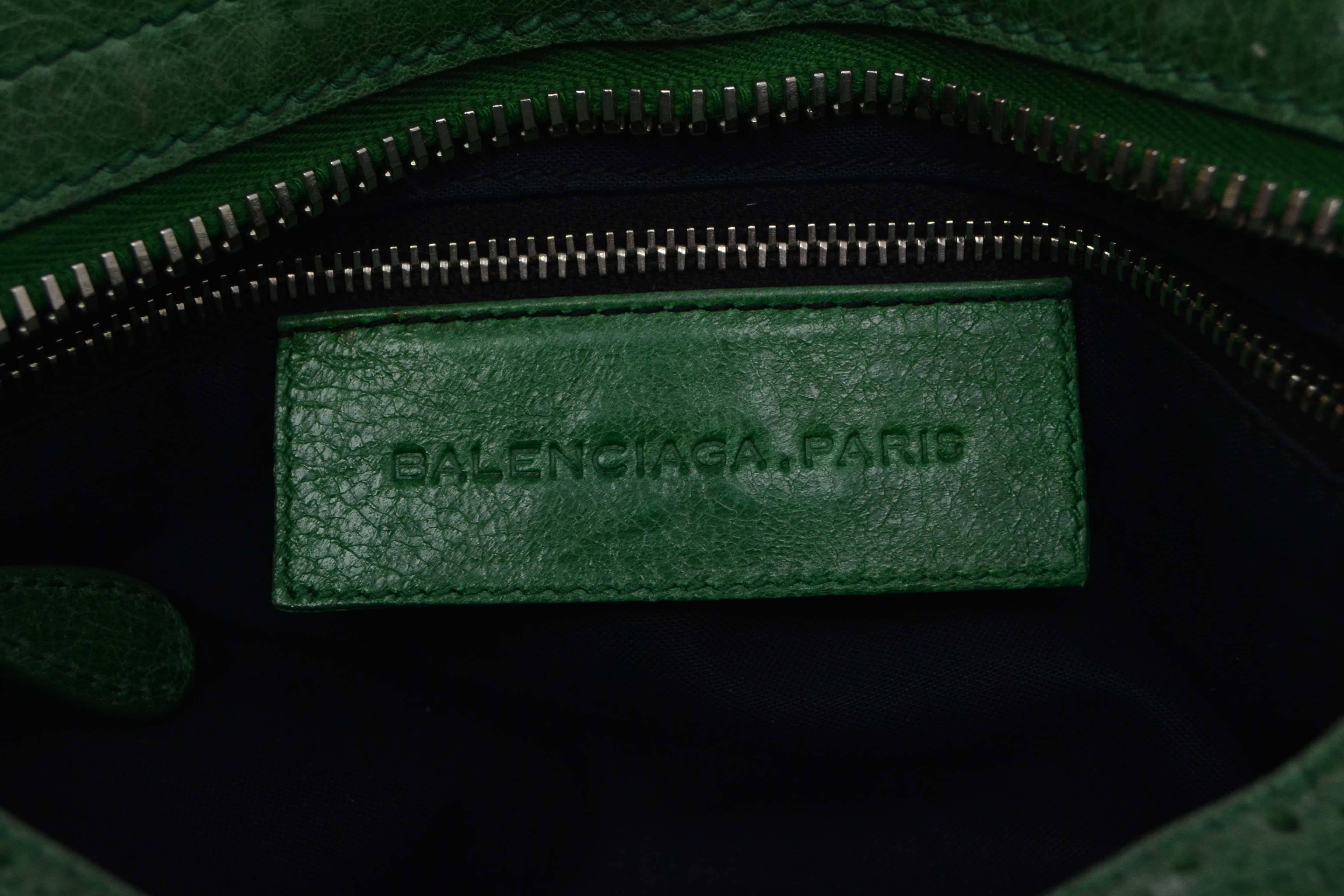 Women's Balenciaga Green Leather Giant Brogues Covered Motorcycle City Bag rt. $2, 045
