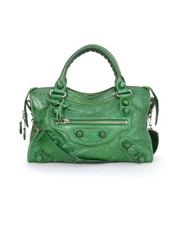 Balenciaga Green Leather Giant Brogues Covered Motorcycle City Bag rt.  $2,045 For Sale at 1stDibs | green balenciaga city bag, balenciaga city bag  green, balenciaga covered giant city