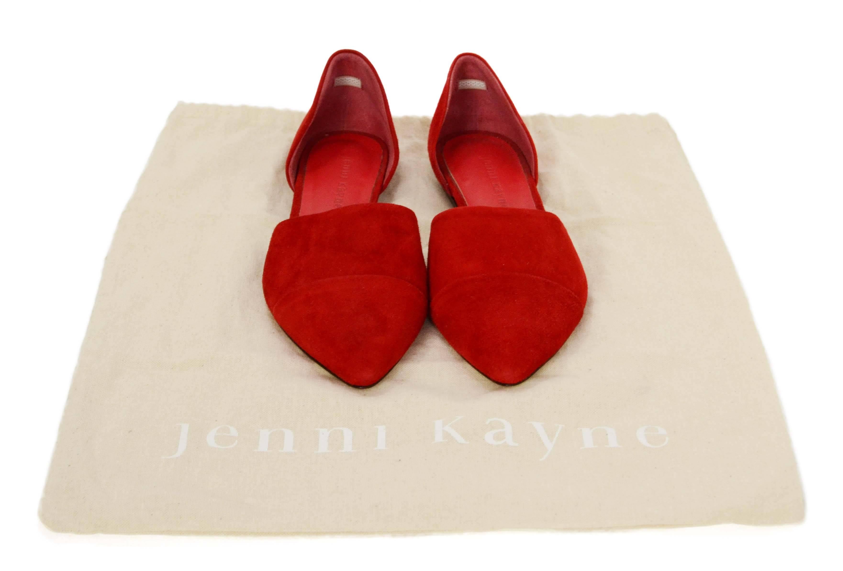 Jenni Kayne Red Suede D'Orsay Flats sz 37 1