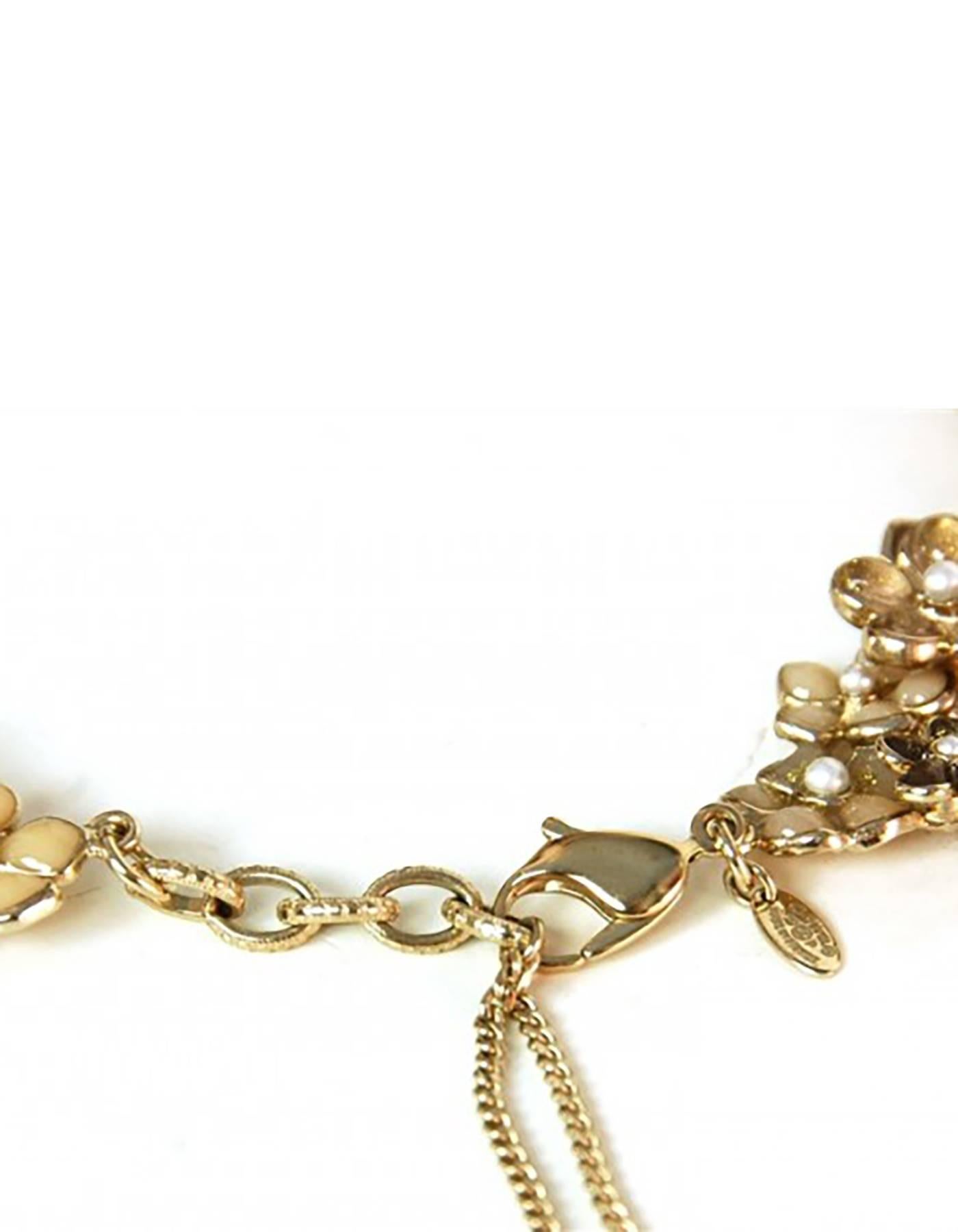 Chanel 2010 Beige Pague Camelia Bib Necklace rt. $10, 500 In Excellent Condition In New York, NY