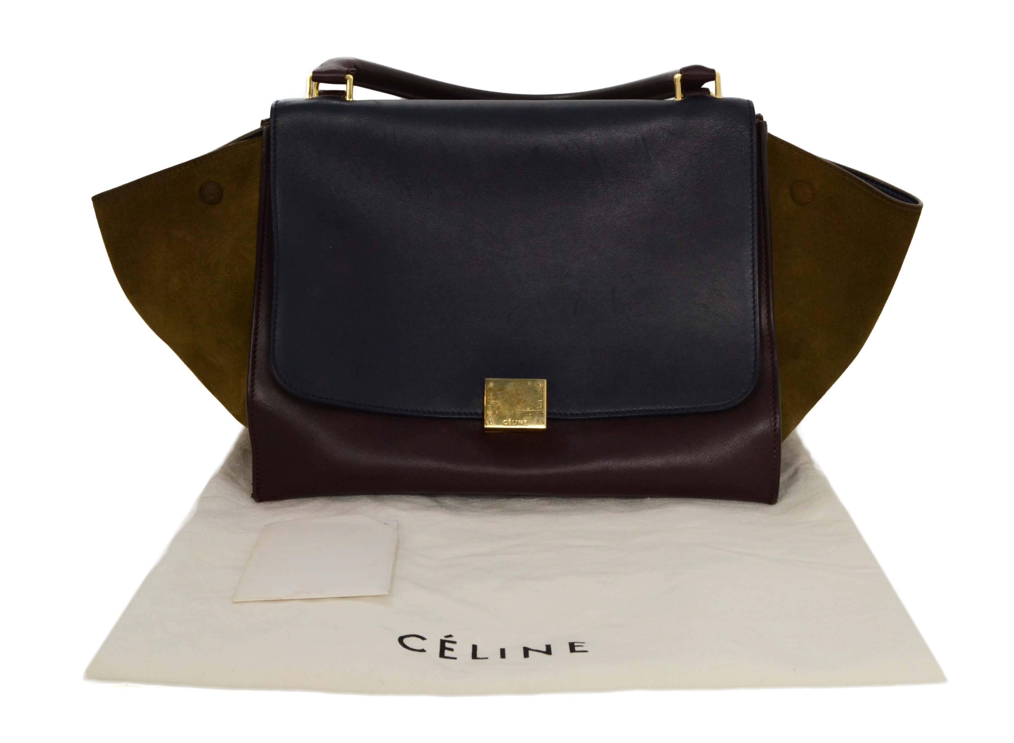 Celine Tri-Color Leather & Suede Trapeze Bag GHW 4