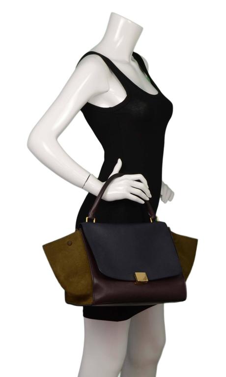 Celine Tri-Color Leather and Suede Trapeze Bag GHW For Sale at 1stDibs