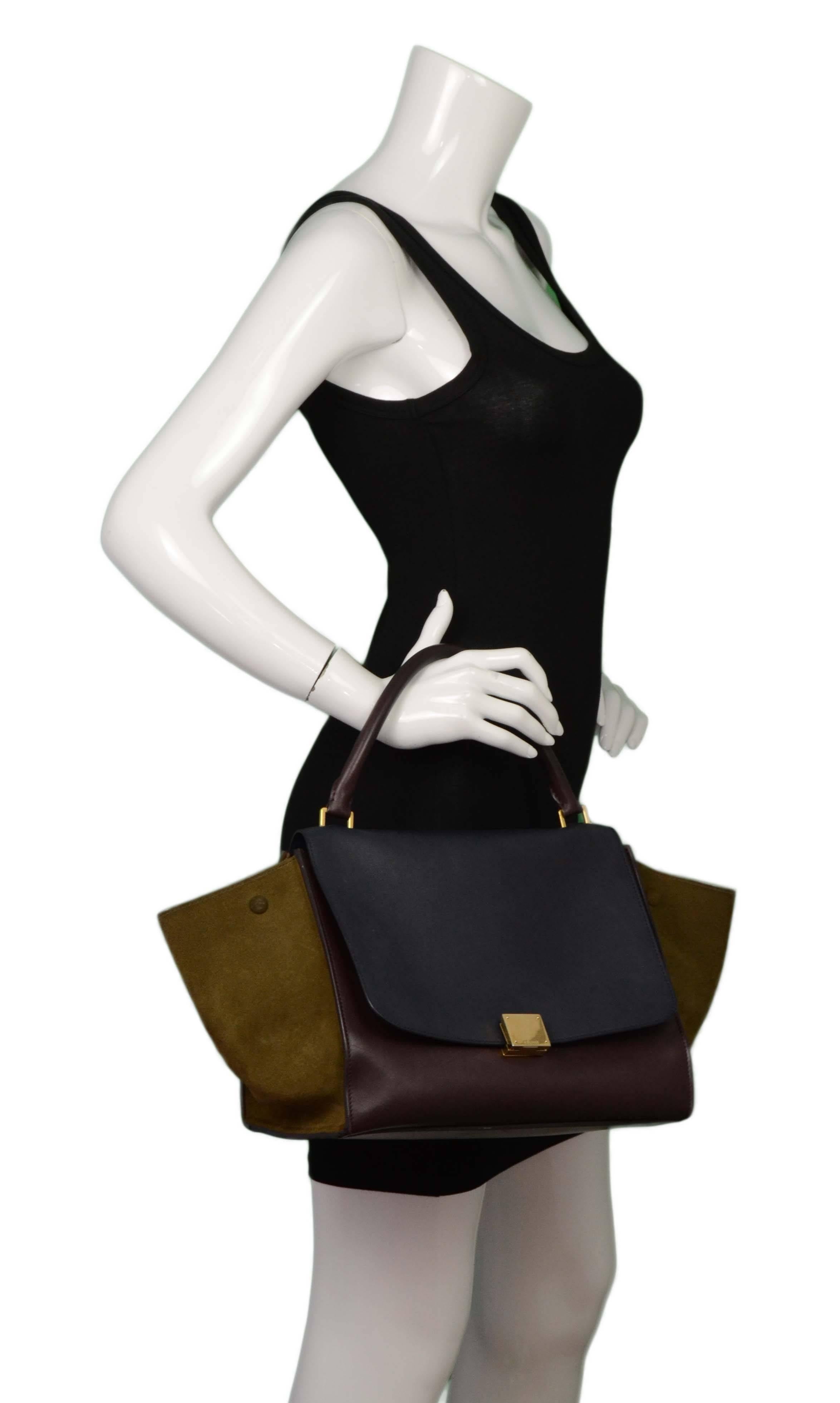 Celine Tri-Color Leather & Suede Trapeze Bag GHW 5