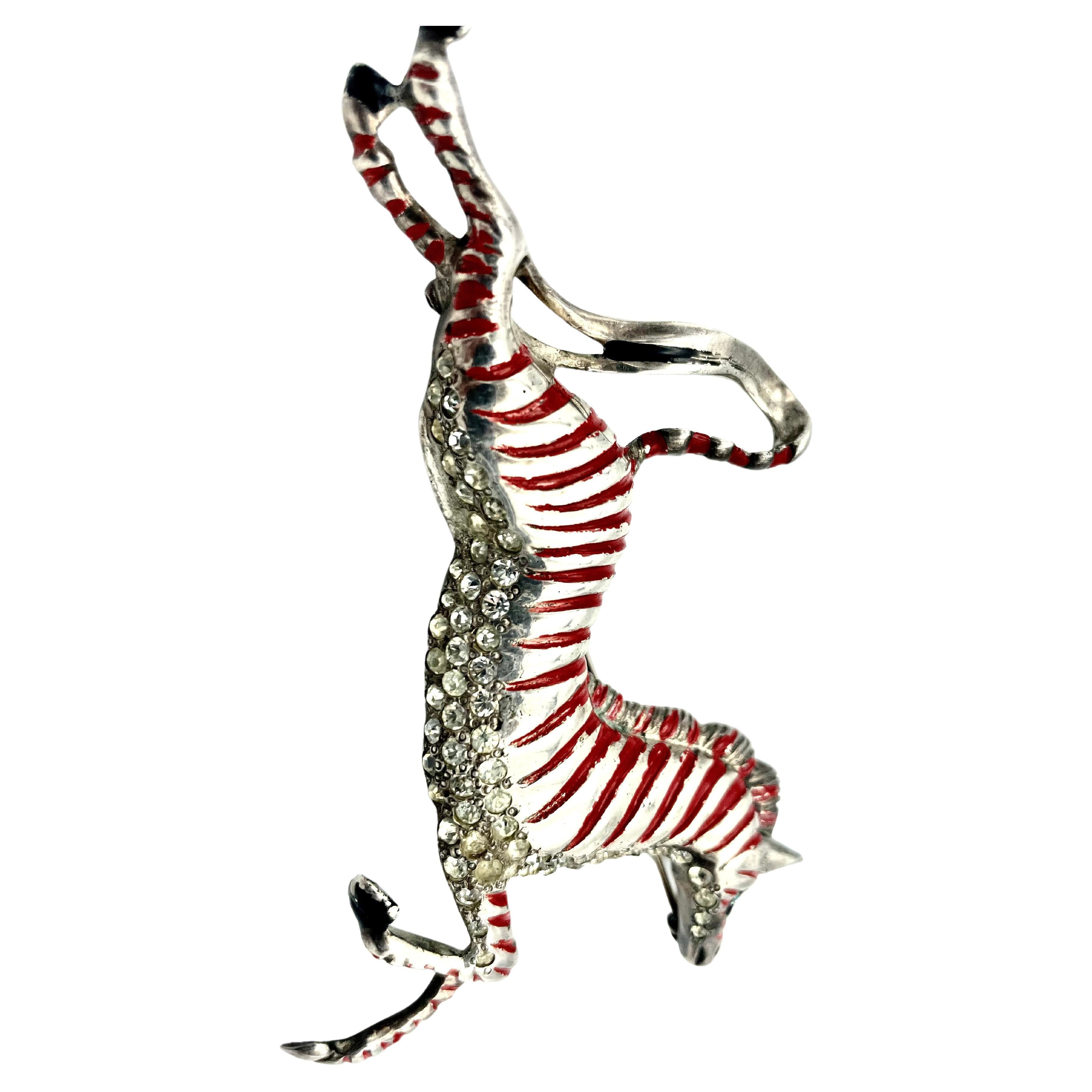Original-Brosche von Eisenberg, Zebra mit fließendem Kamm, Sterlingsilber, Design 1944 (Arts and Crafts) im Angebot