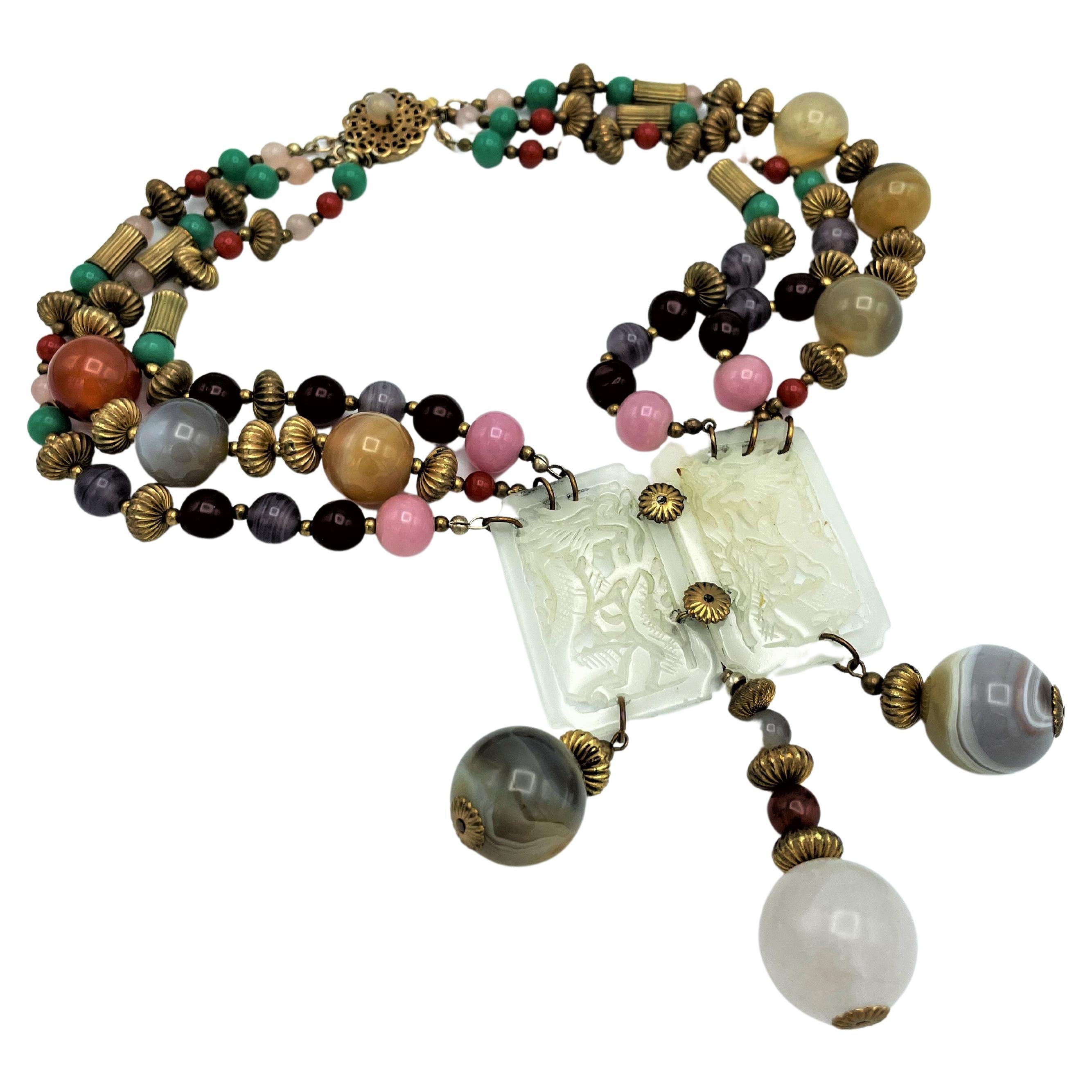 Vintage Miriam Haskell necklace, agate 