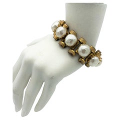 Bracelet vintage par Miriam Haskell USA, grosses perles fausses baroques, années 1950 