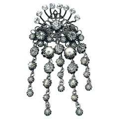 Countess CIS Zoltovska brooch, signed CIS, rhinestones, faux pearls, 1950's