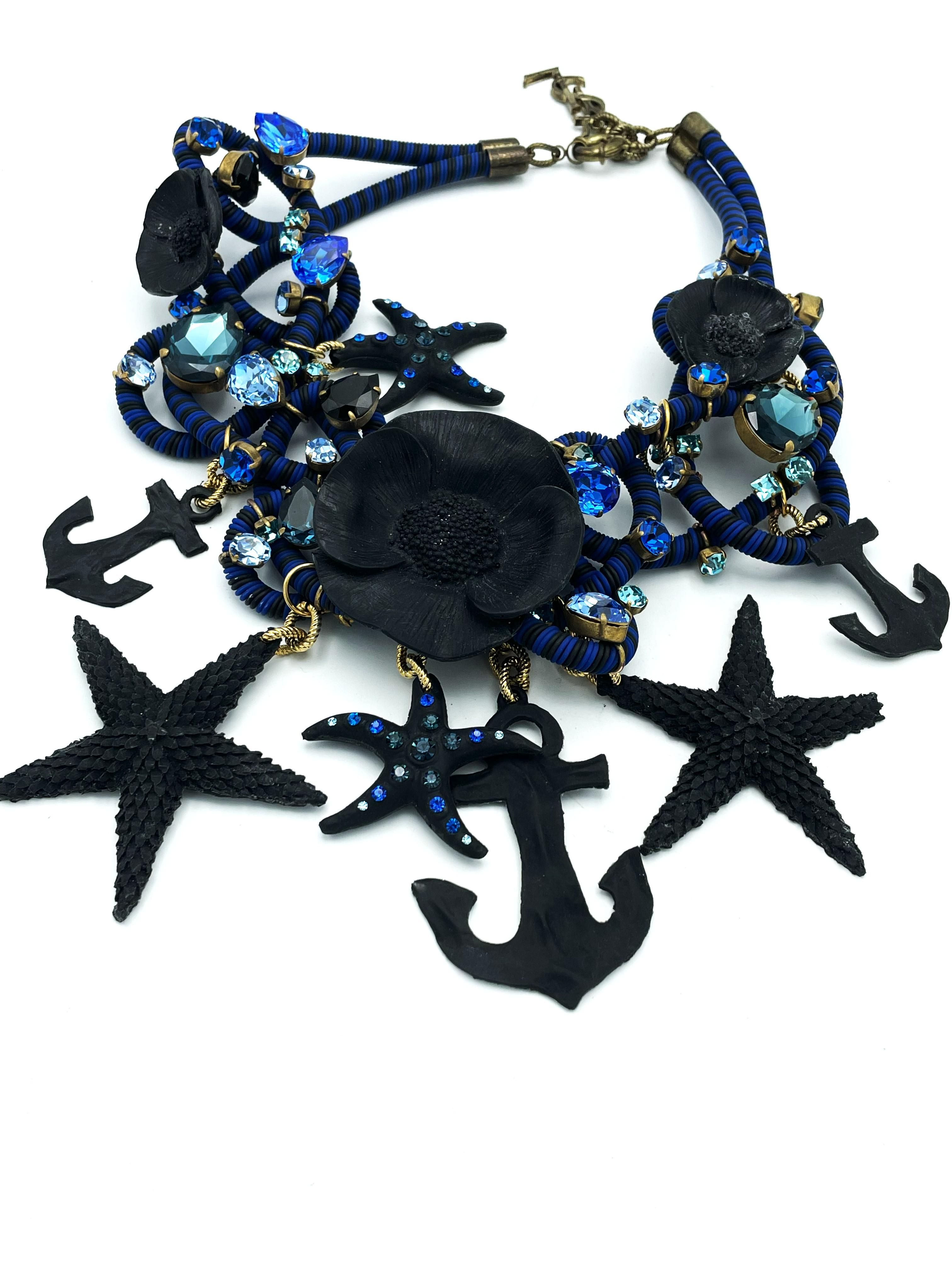 Yves Saint Laurent COLLIER, 'Borde de Mer', resina blu marine, anni '90 In condizioni ottime in vendita a Stuttgart, DE