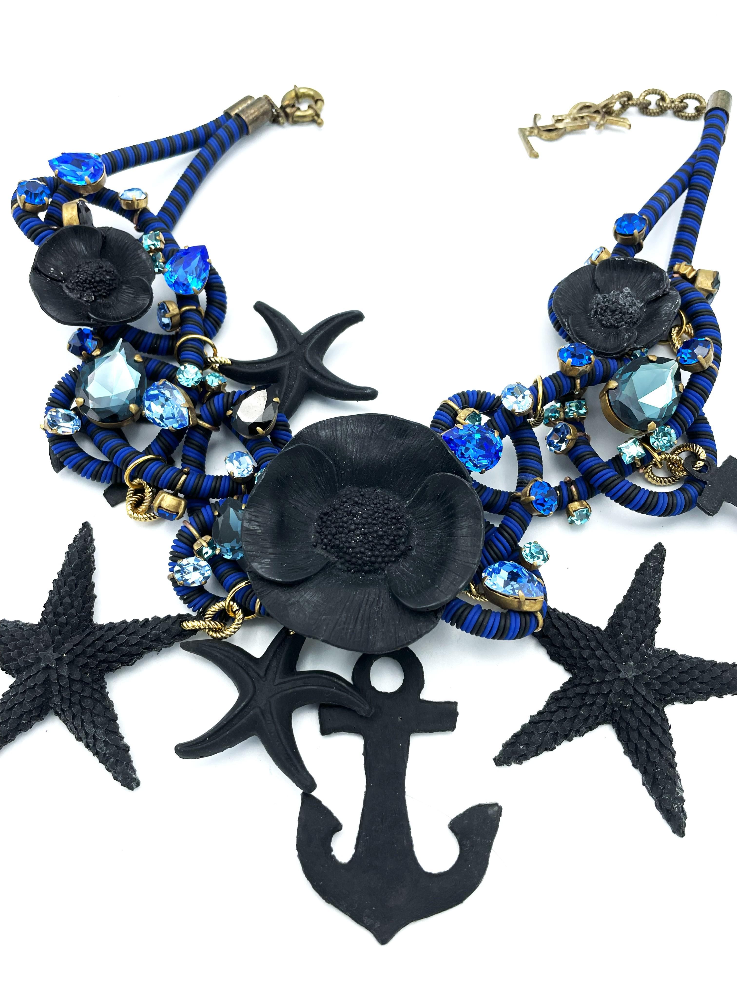 Yves Saint Laurent COLLIER, 'Borde de Mer', resina blu marine, anni '90 in vendita 1