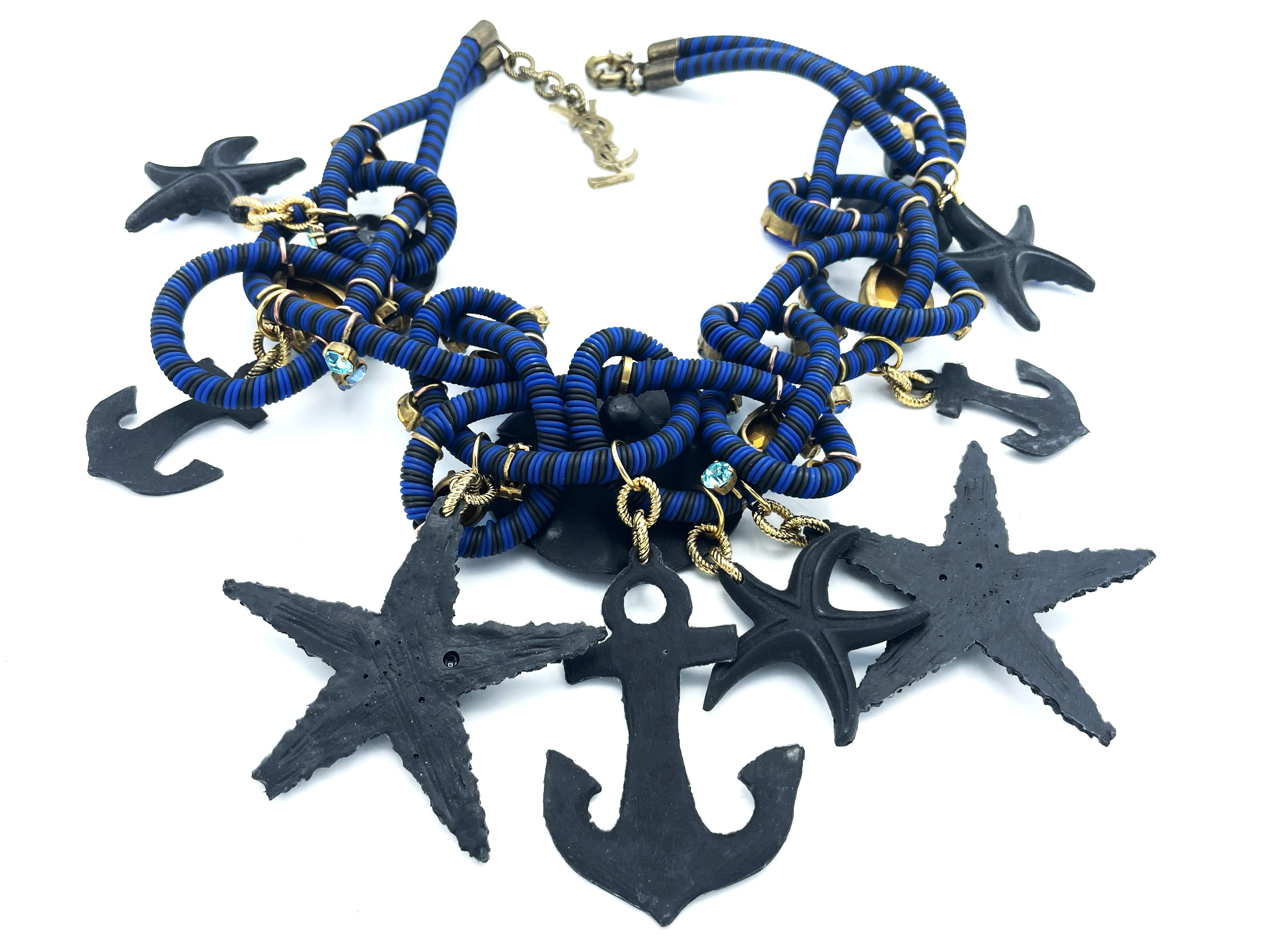 Yves Saint Laurent COLLIER, 'Borde de Mer', resina blu marine, anni '90 in vendita 7